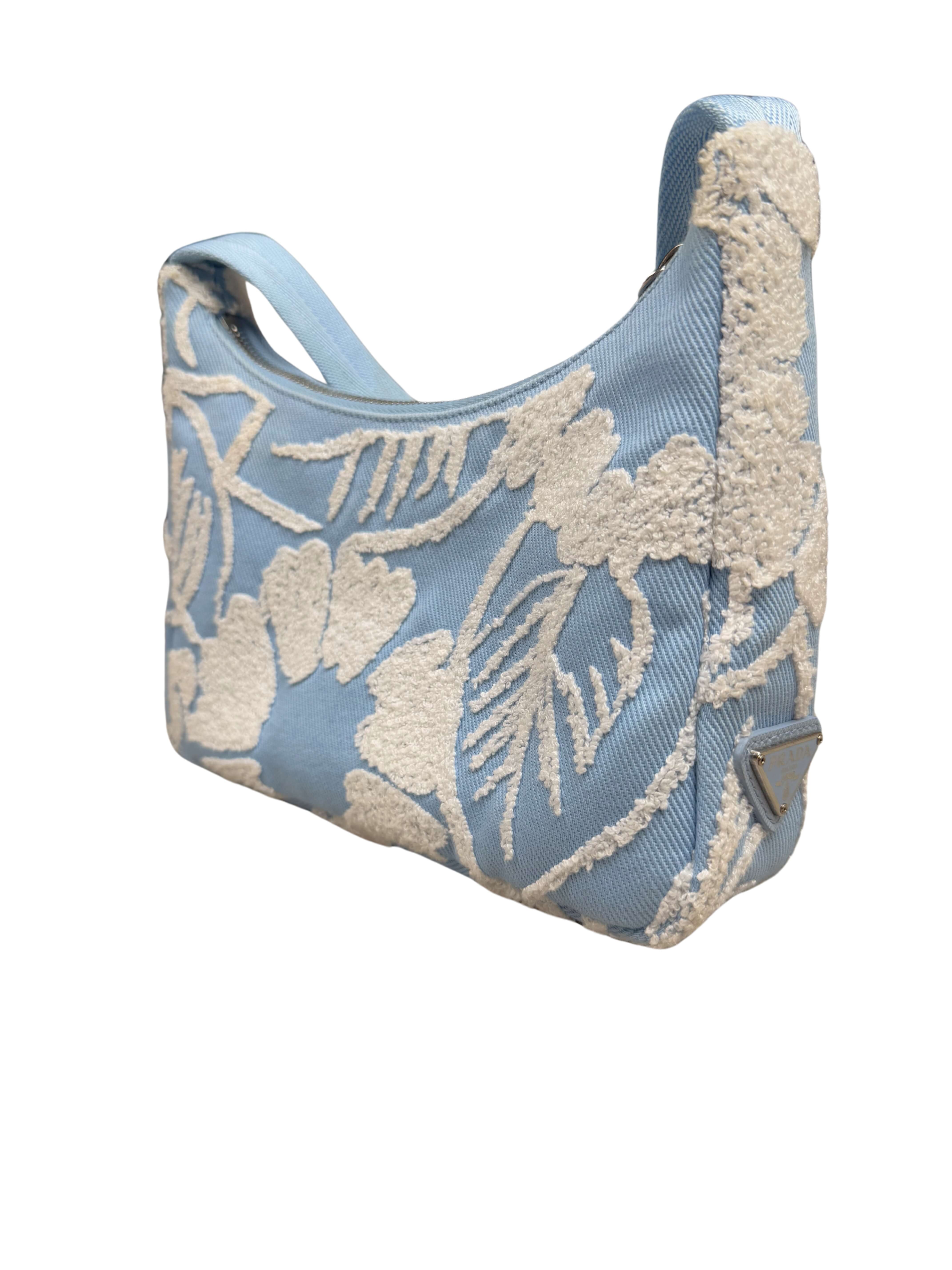 WOMEN'S - Prada Re-Edition 2000 Embroidered Drill Mini Bag - Blue