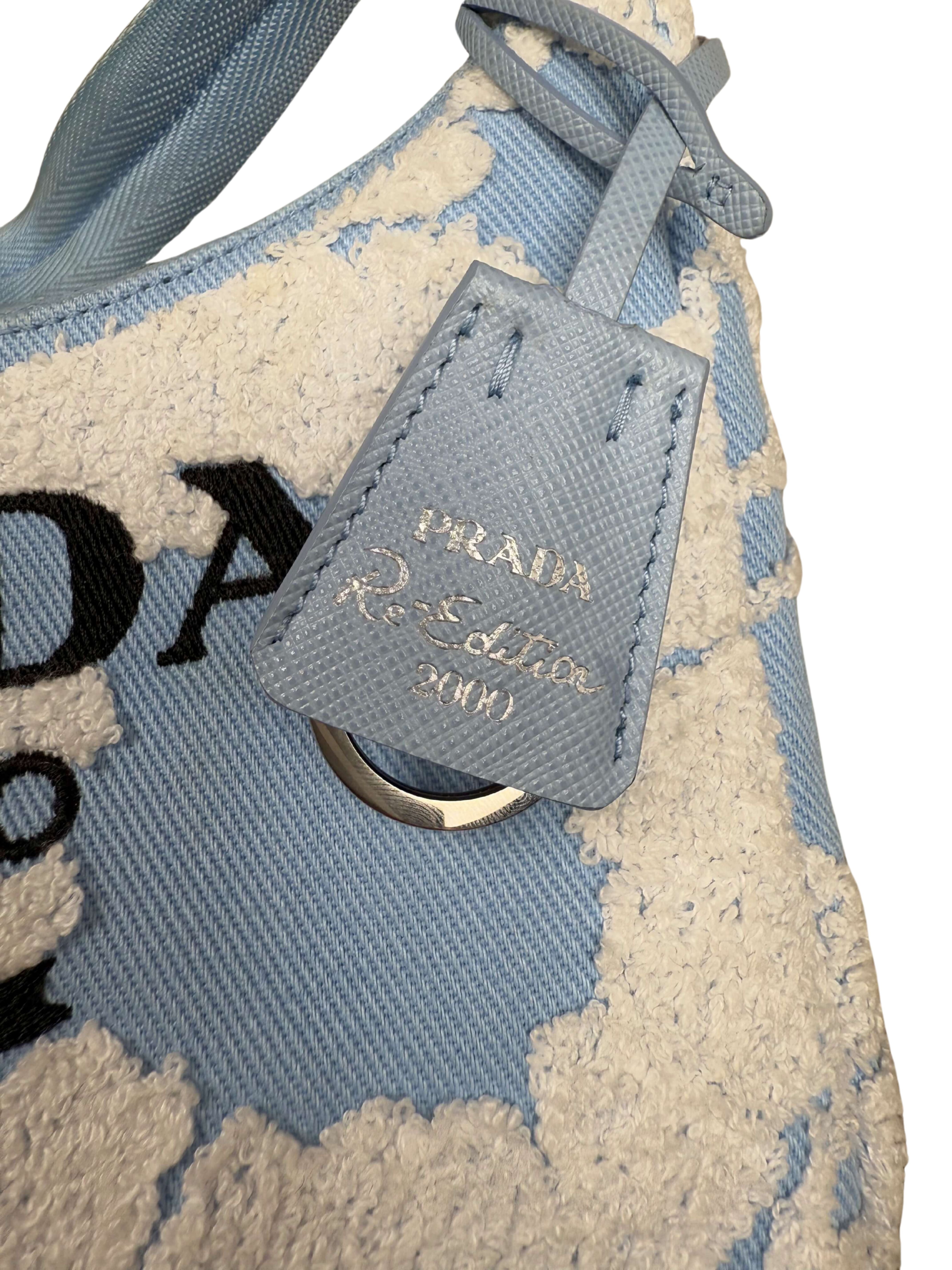 WOMEN'S - Prada Re-Edition 2000 Embroidered Drill Mini Bag - Blue