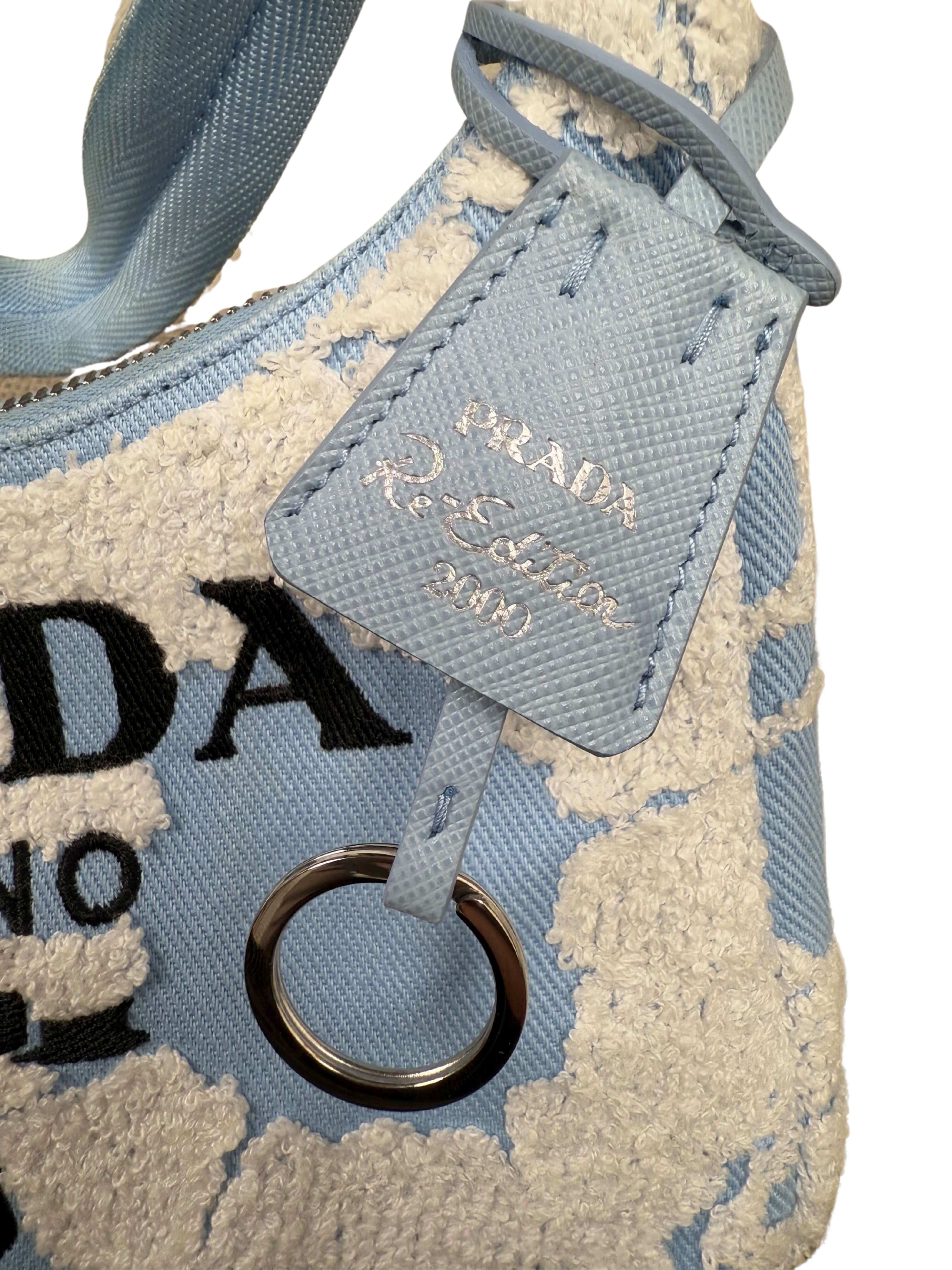WOMEN'S - Prada Re-Edition 2000 Embroidered Drill Mini Bag - Blue