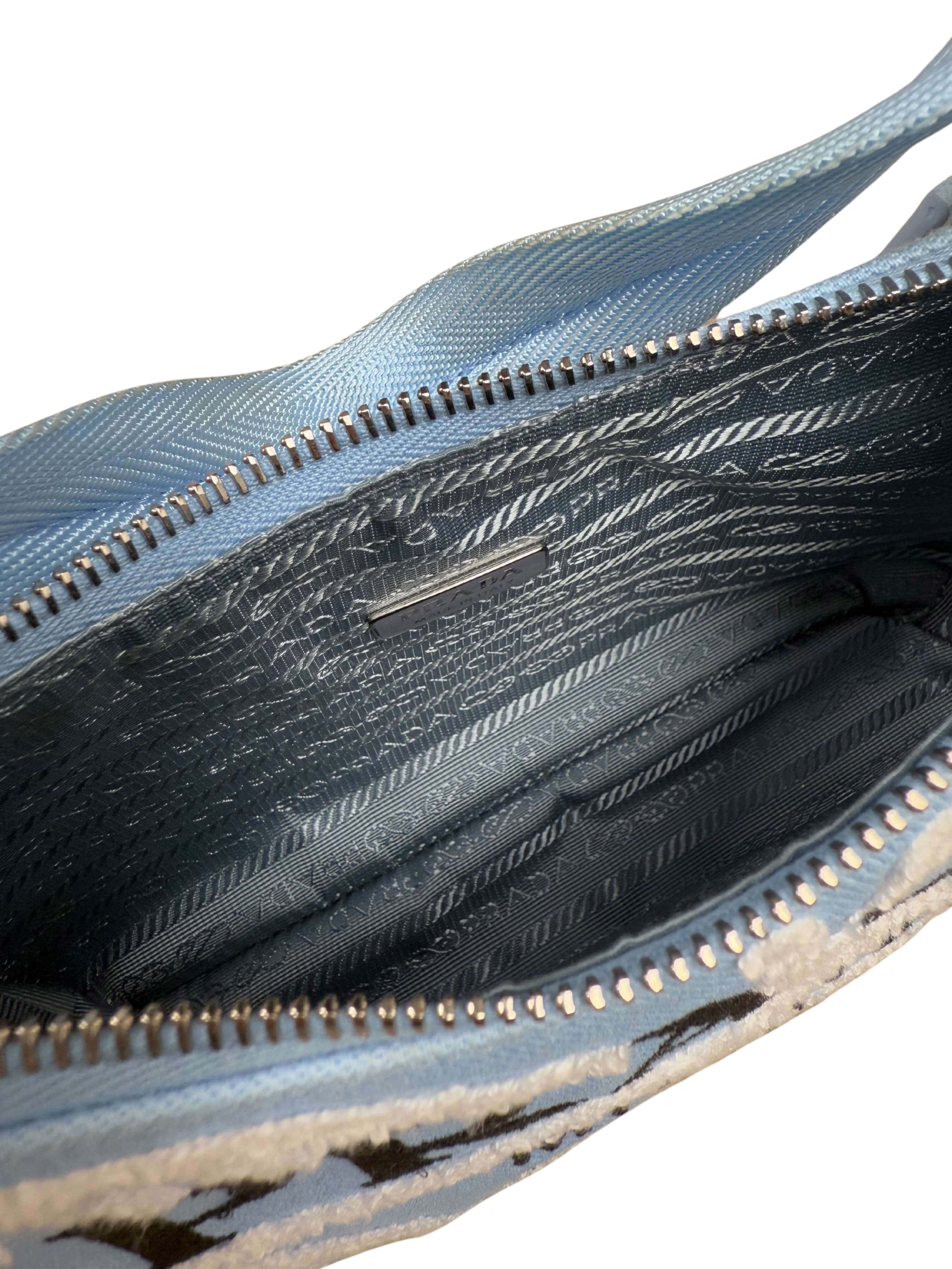 WOMEN'S - Prada Re-Edition 2000 Embroidered Drill Mini Bag - Blue