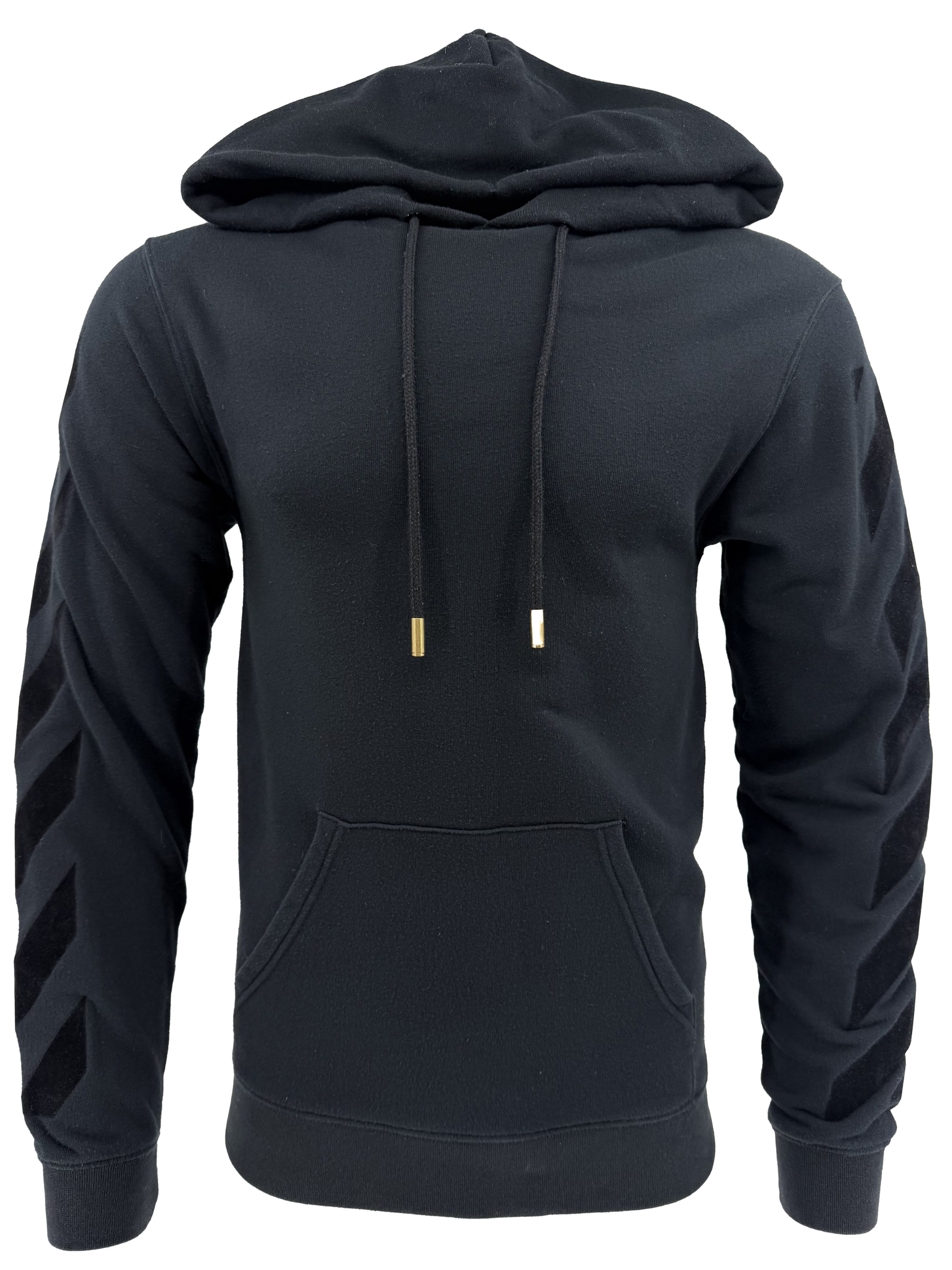 Off White Velvet Stripe Hoodie - Black Off-White