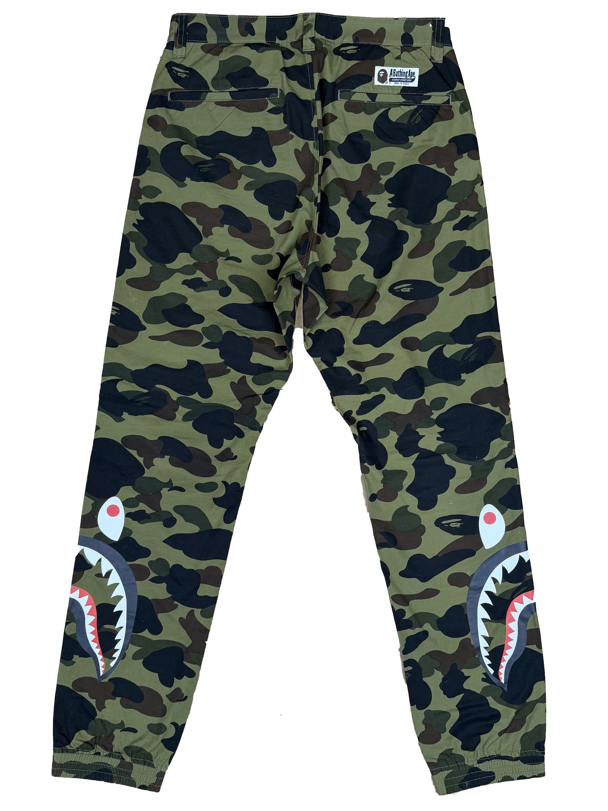 Bape Camo Shark Print Trousers - Khaki BAPE