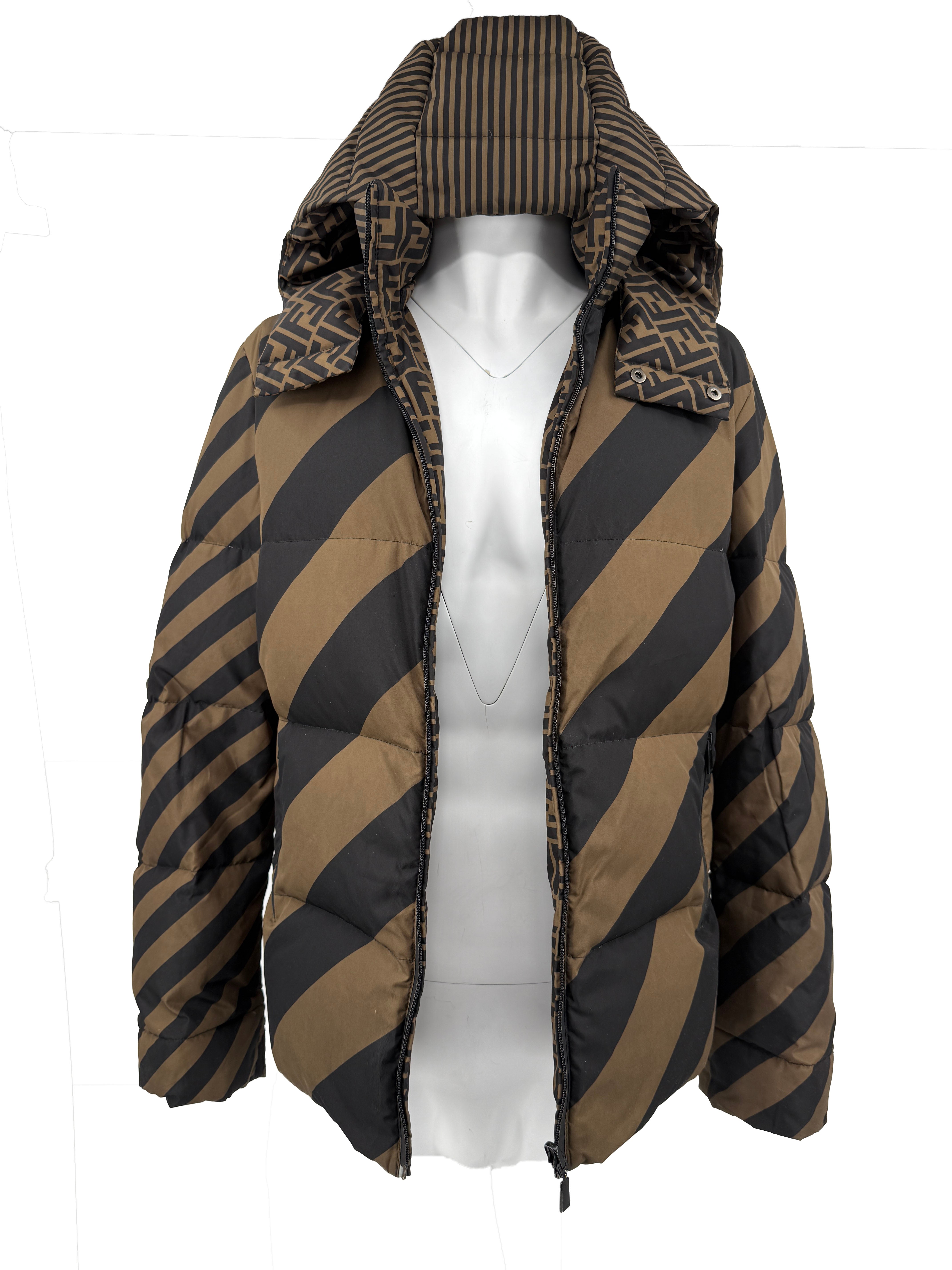 Fendi FF Logo Reversible Down Jacket - Brown