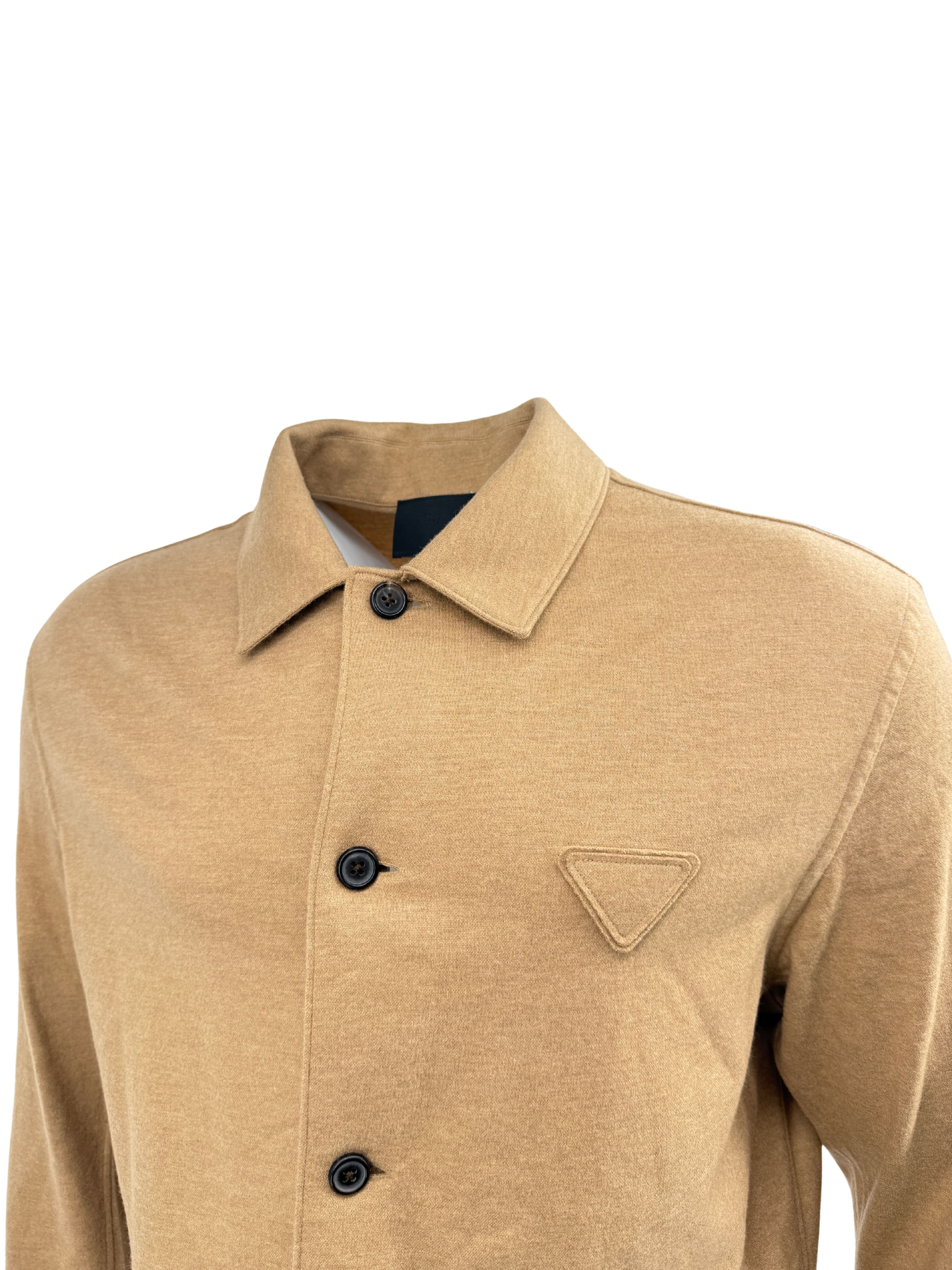 Prada Wool Blend Logo Shirt - Beige