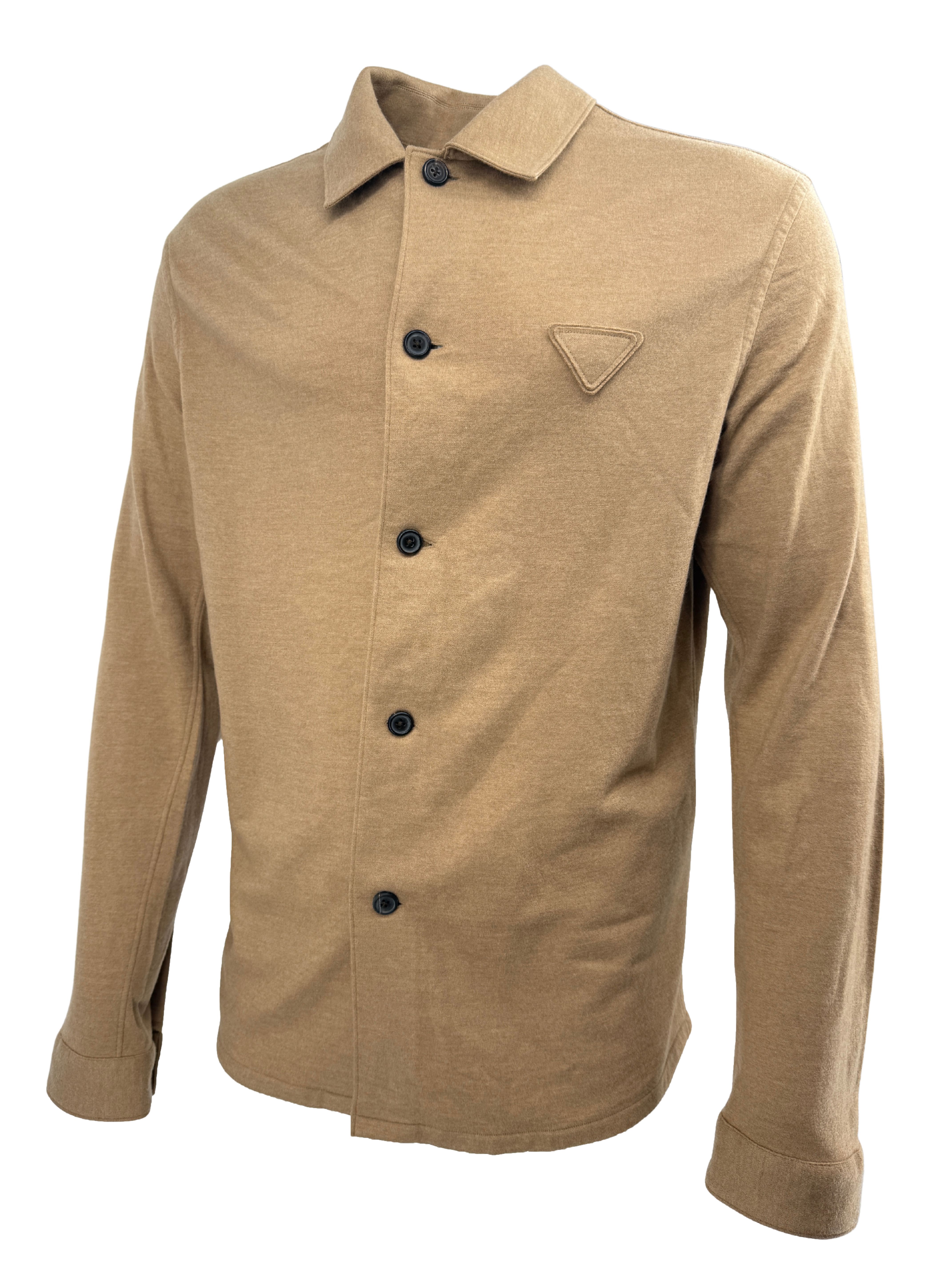 Prada Wool Blend Logo Shirt - Beige