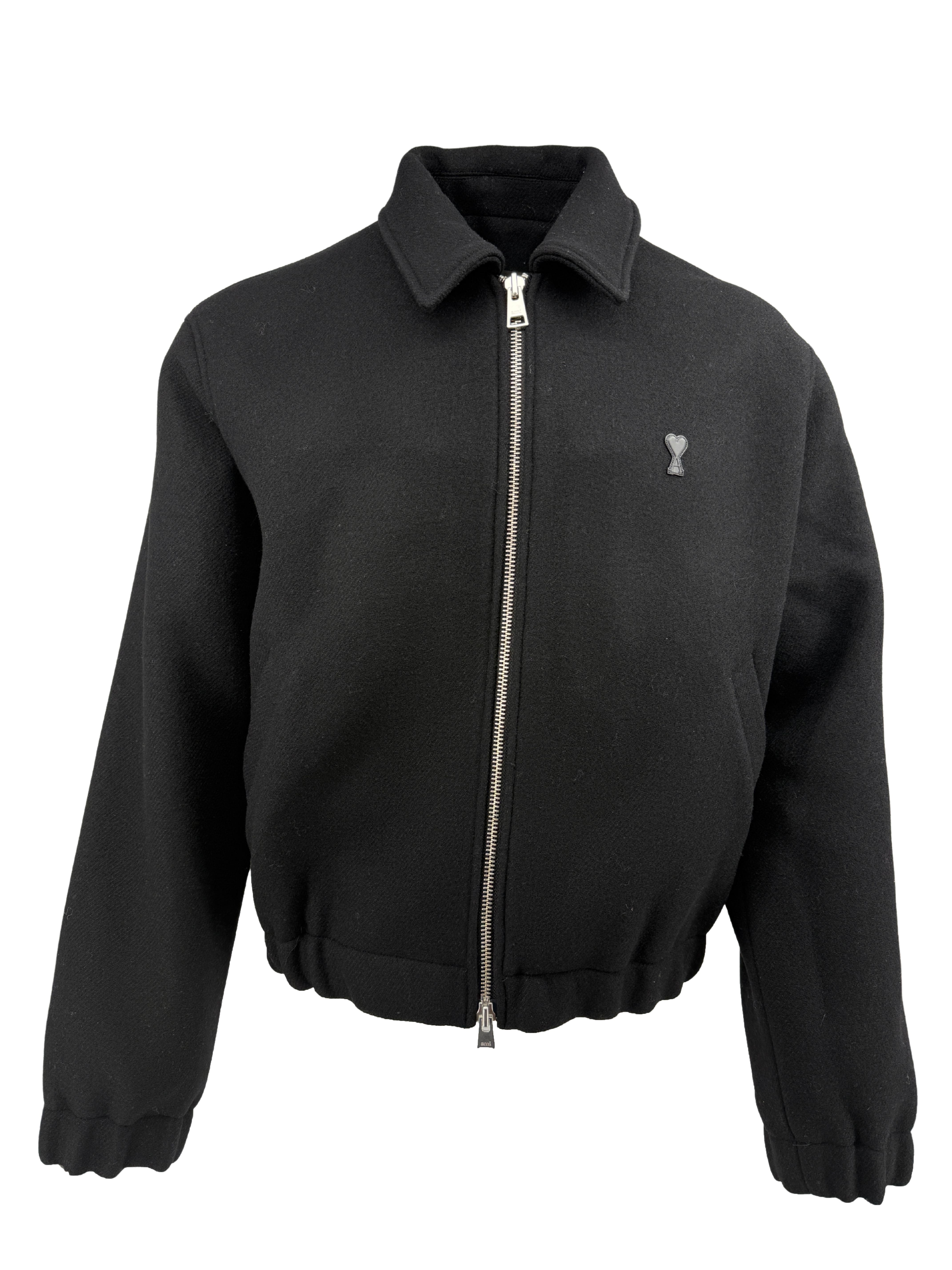 AMI Paris Blouson Zipped Bomber Jacket - Black AMI PARIS