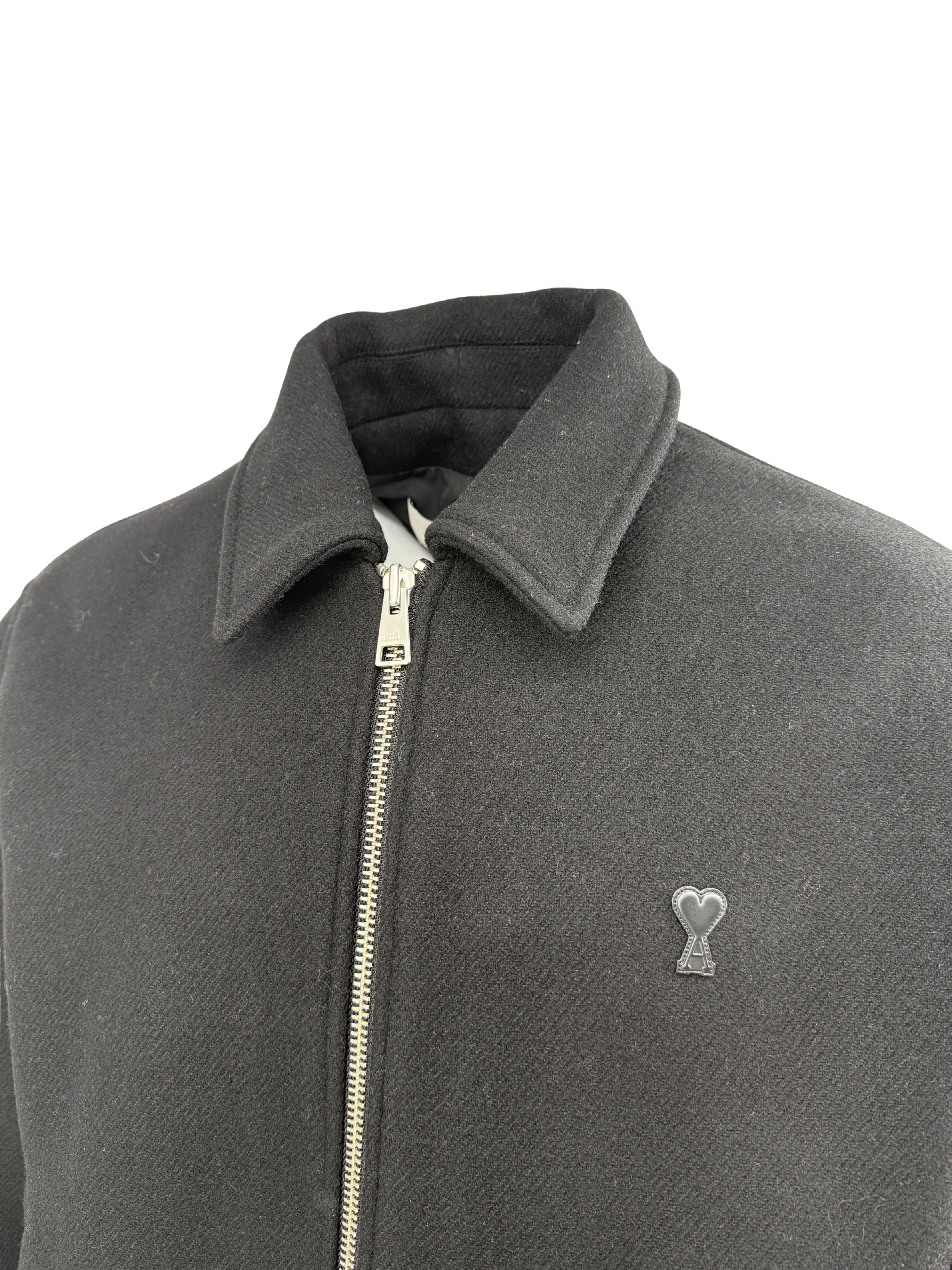 AMI Paris Blouson Zipped Bomber Jacket - Black AMI PARIS