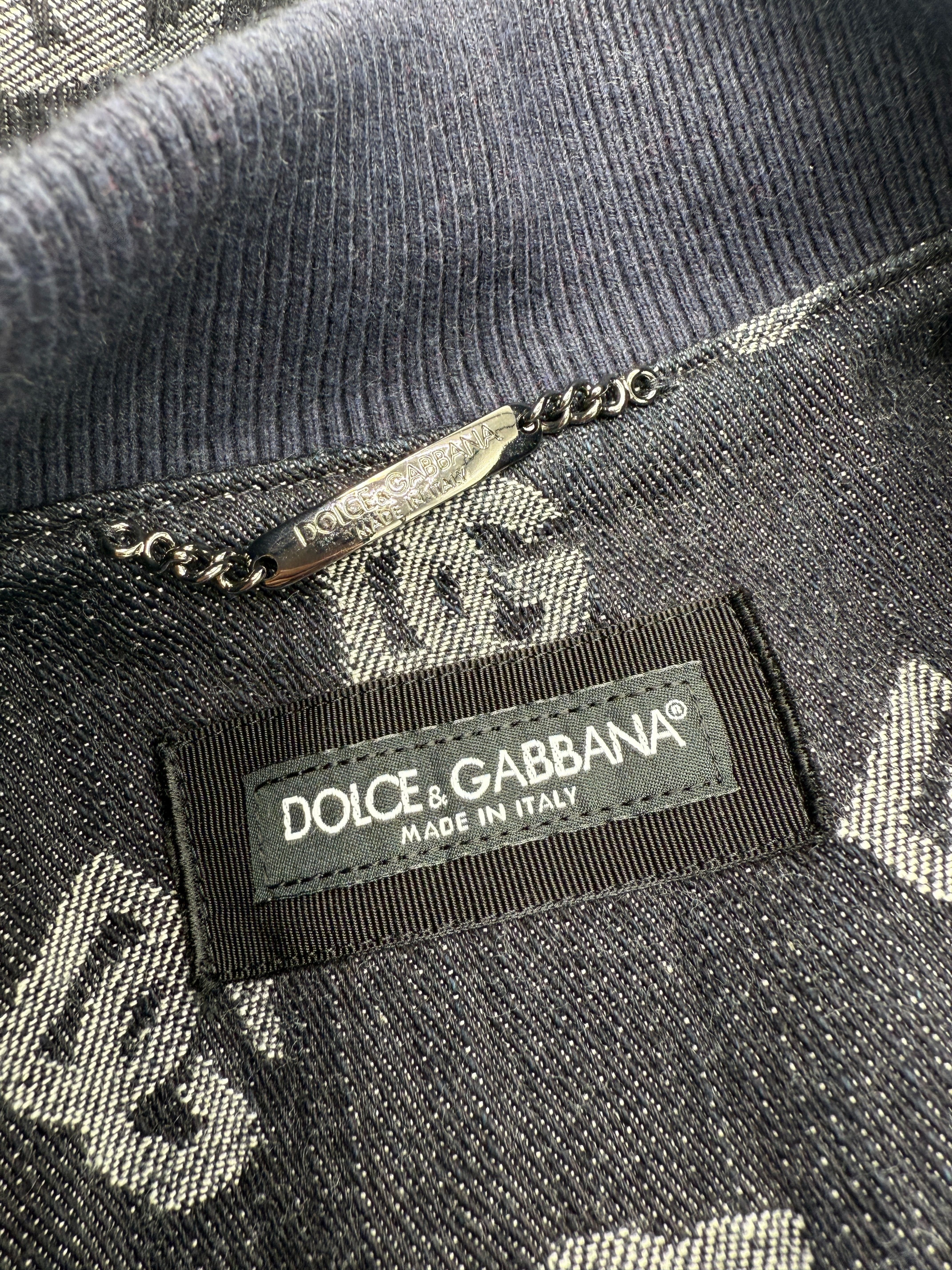 Dolce & Gabbana Monogram Denim Bomber Jacket - Navy Dolce & Gabbana