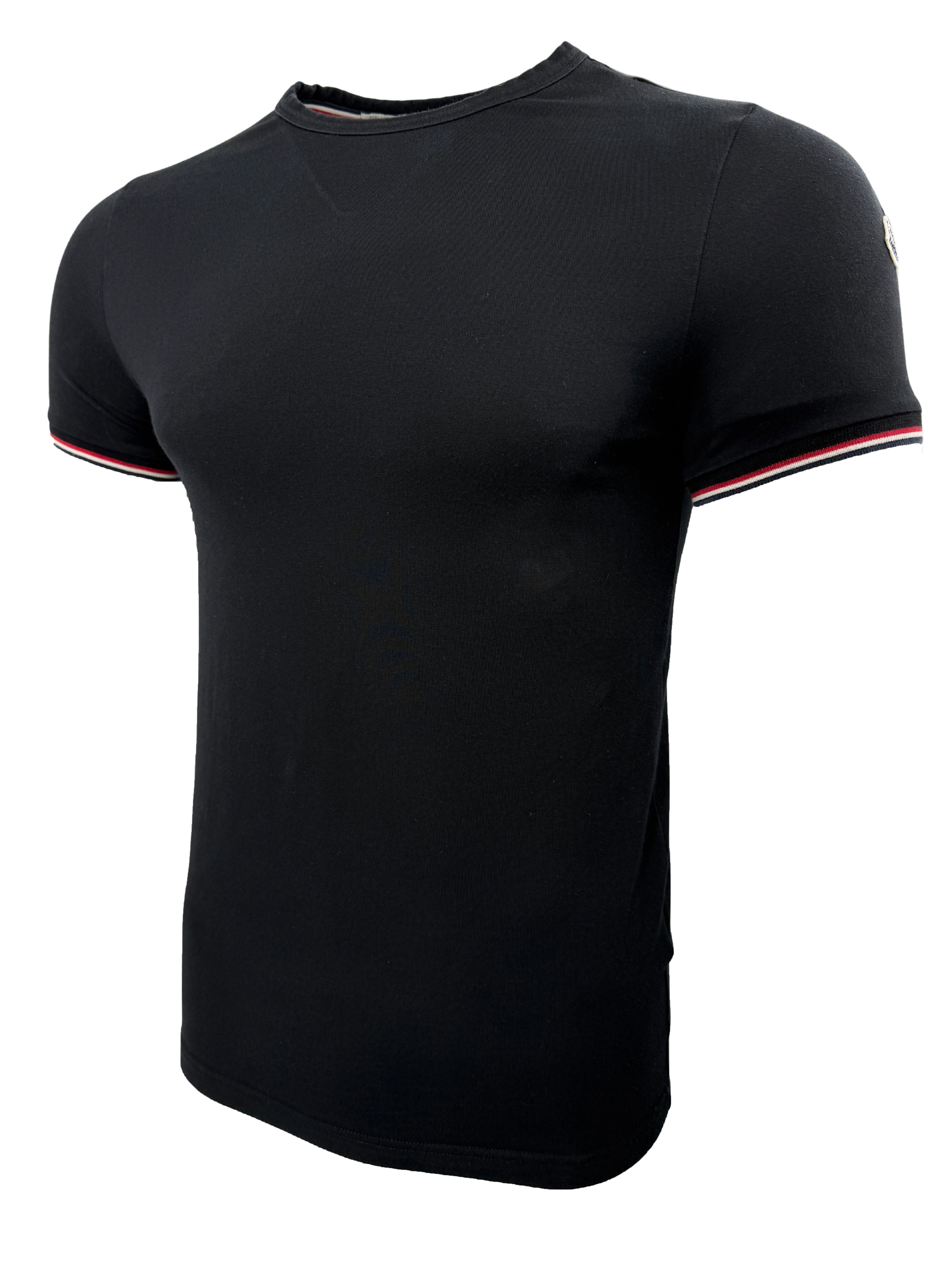 Moncler Tricolour-Trimmed Cotton T-Shirt - Black Moncler