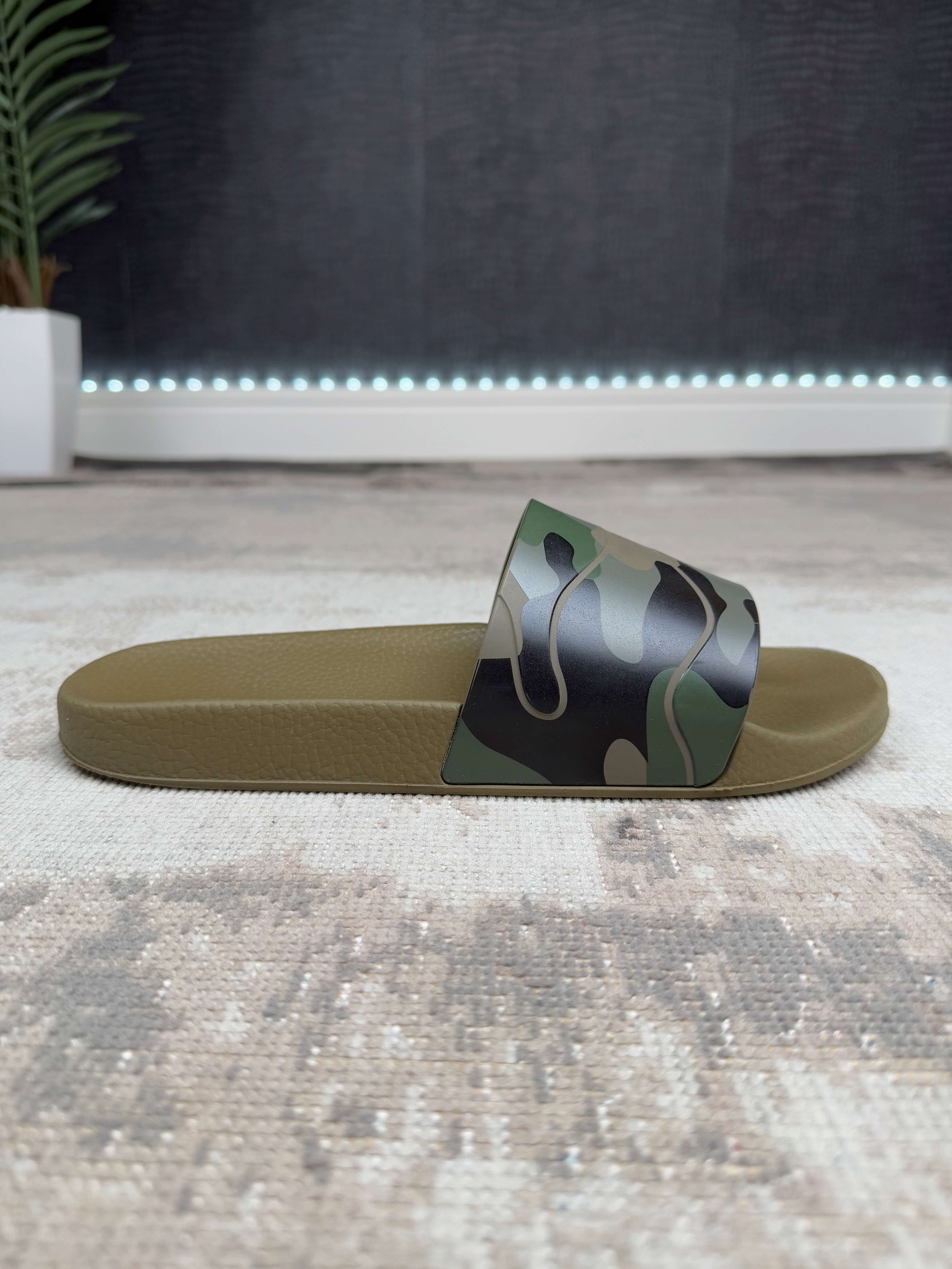 Valentino Camo Rubber Slider - Camo Green Valentino