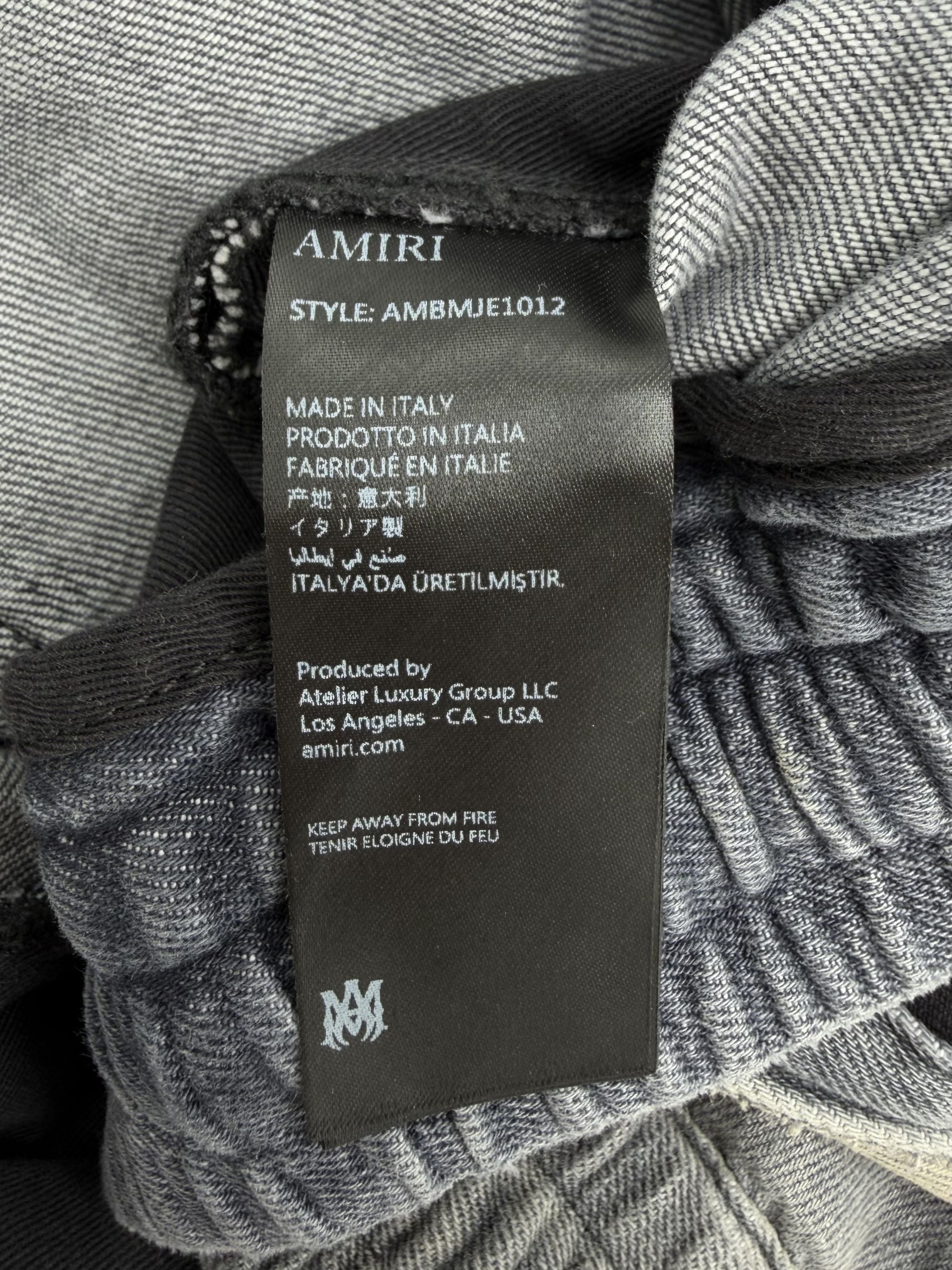 Amiri Distressed RLX Baggy Straight Leg Jeans - Grey Amiri