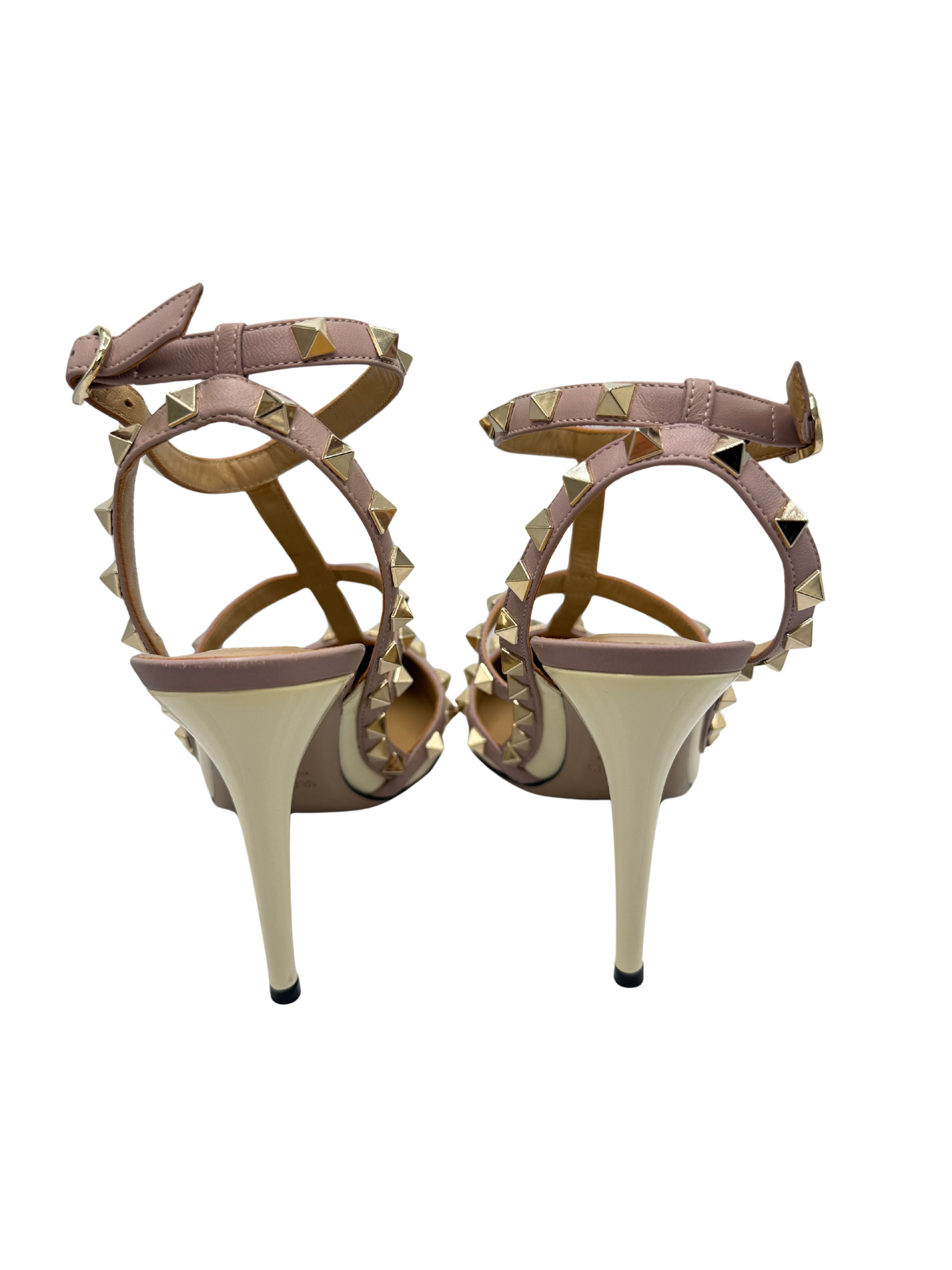 Valentino Rockstud Ankle Strap Pumps - Cream Valentino