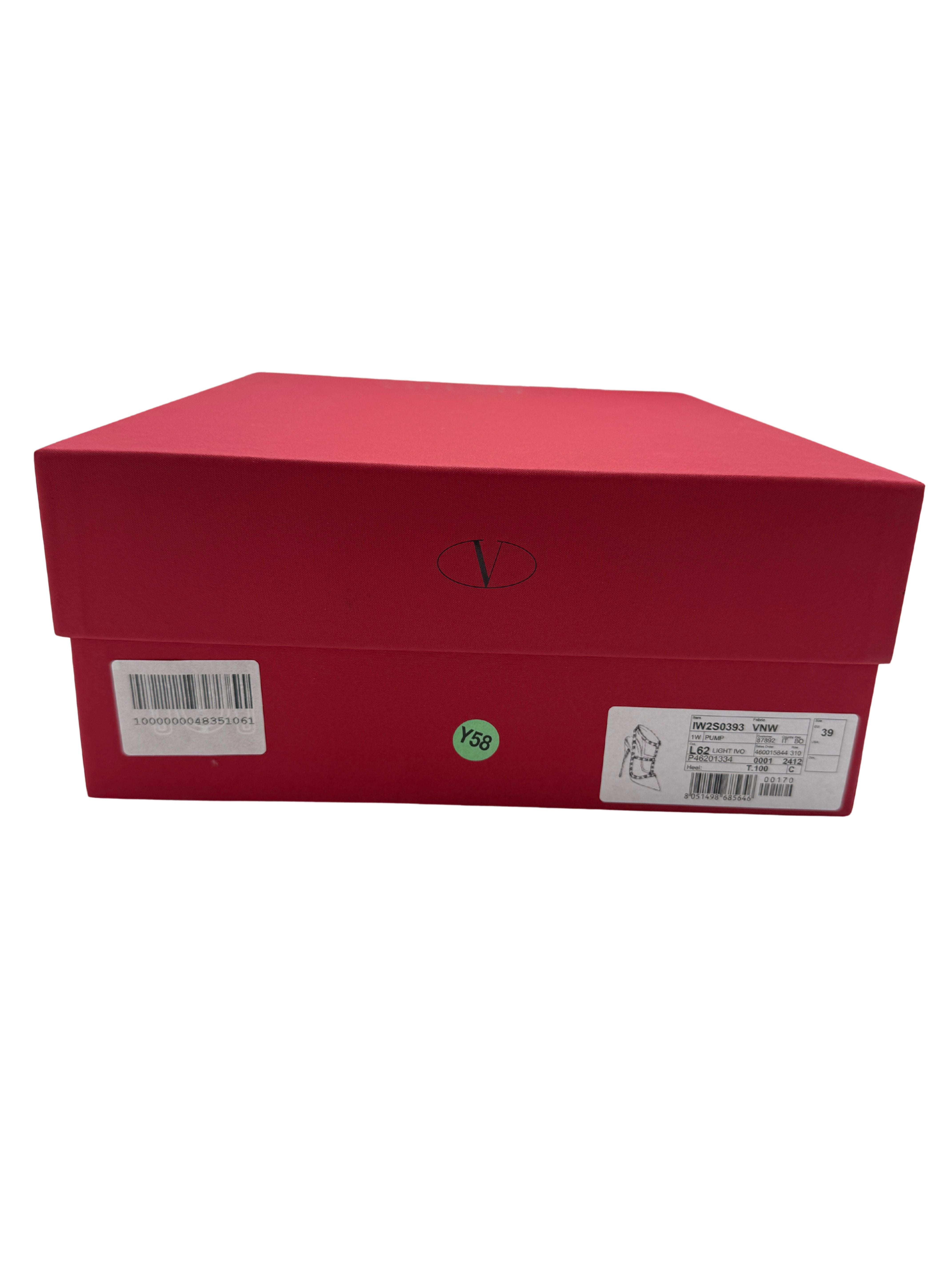 Valentino Rockstud Ankle Strap Pumps - Cream Valentino