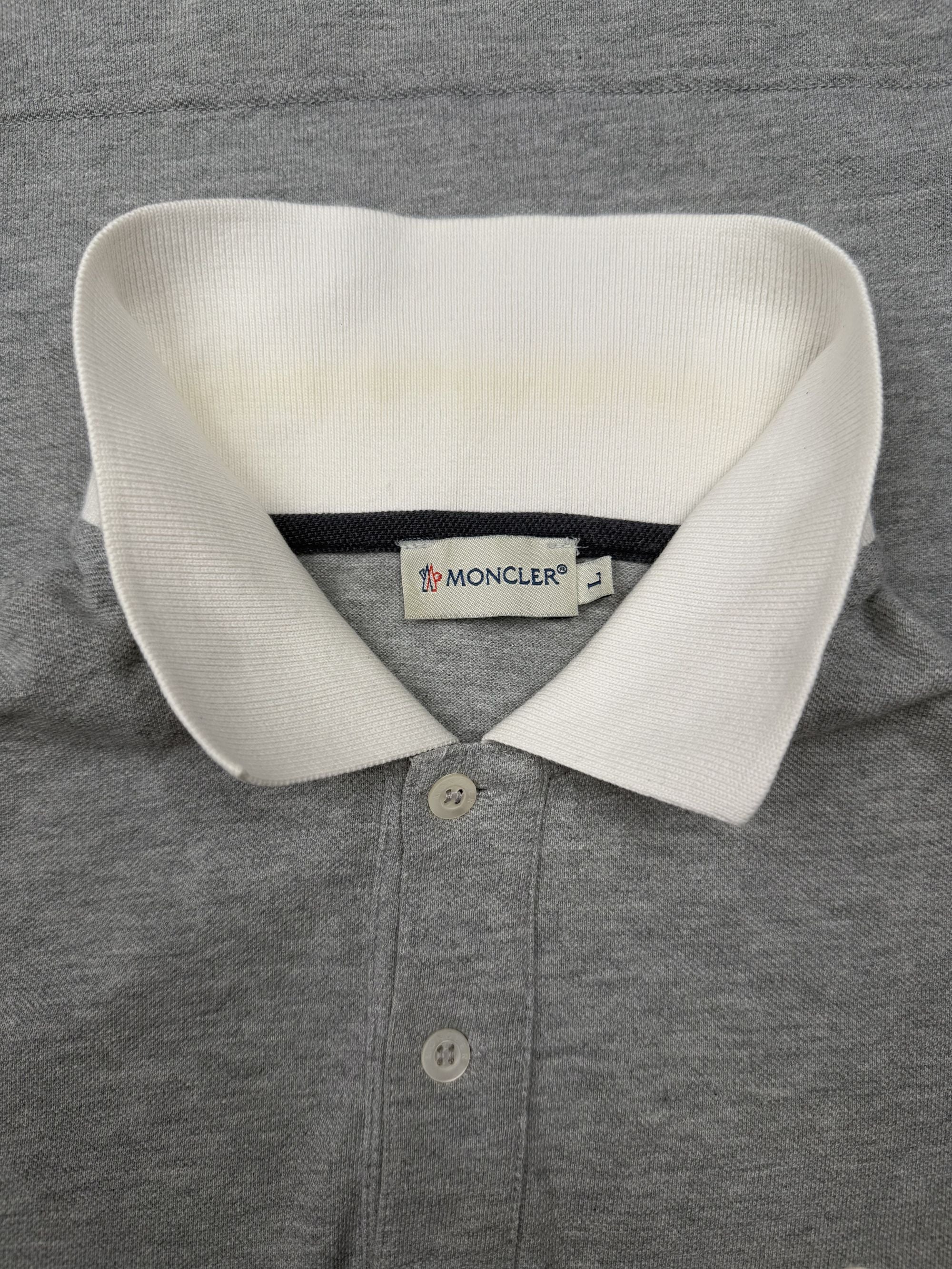 Moncler Badge White Collar Polo - Grey Moncler