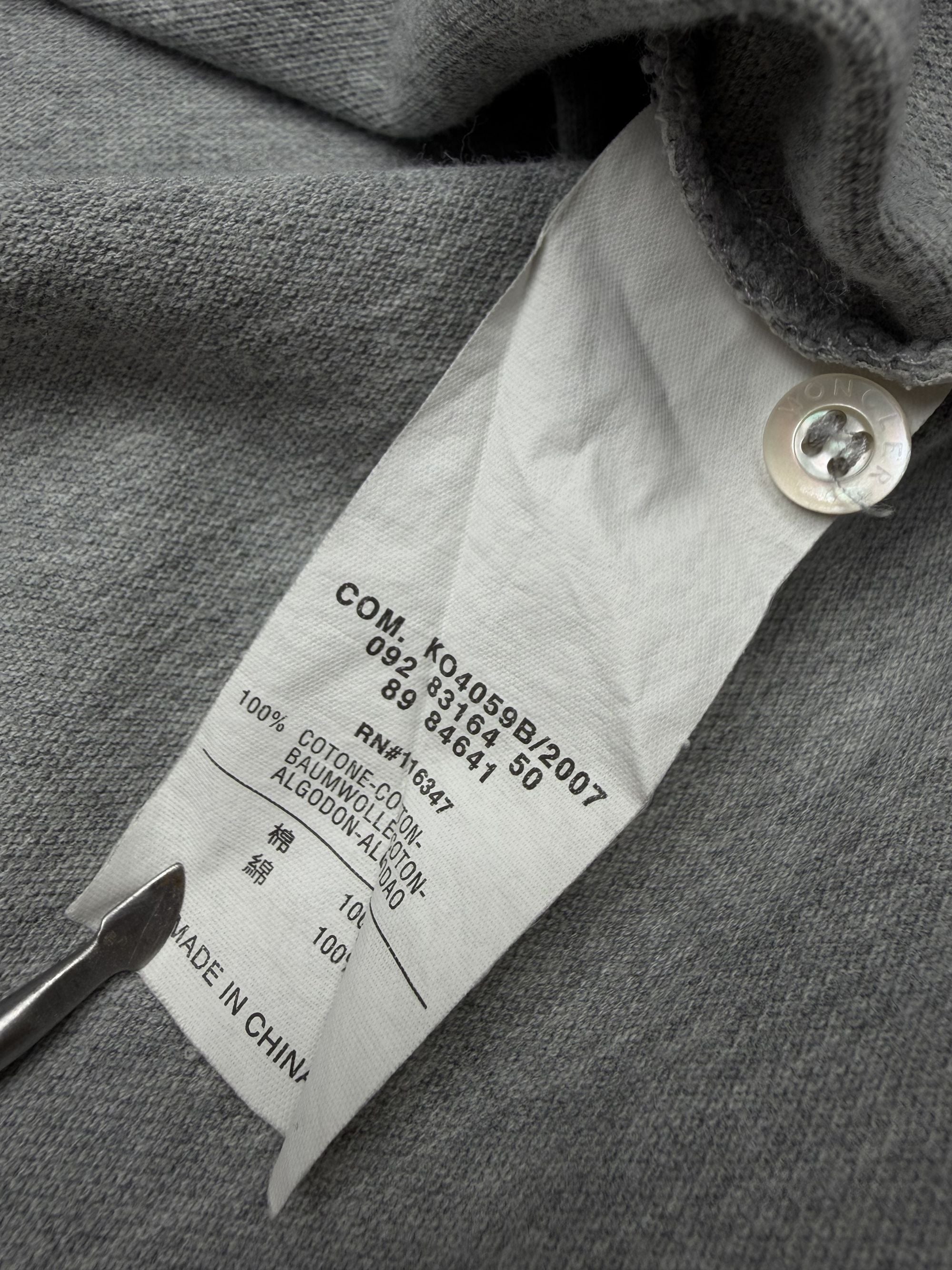Moncler Badge White Collar Polo - Grey Moncler