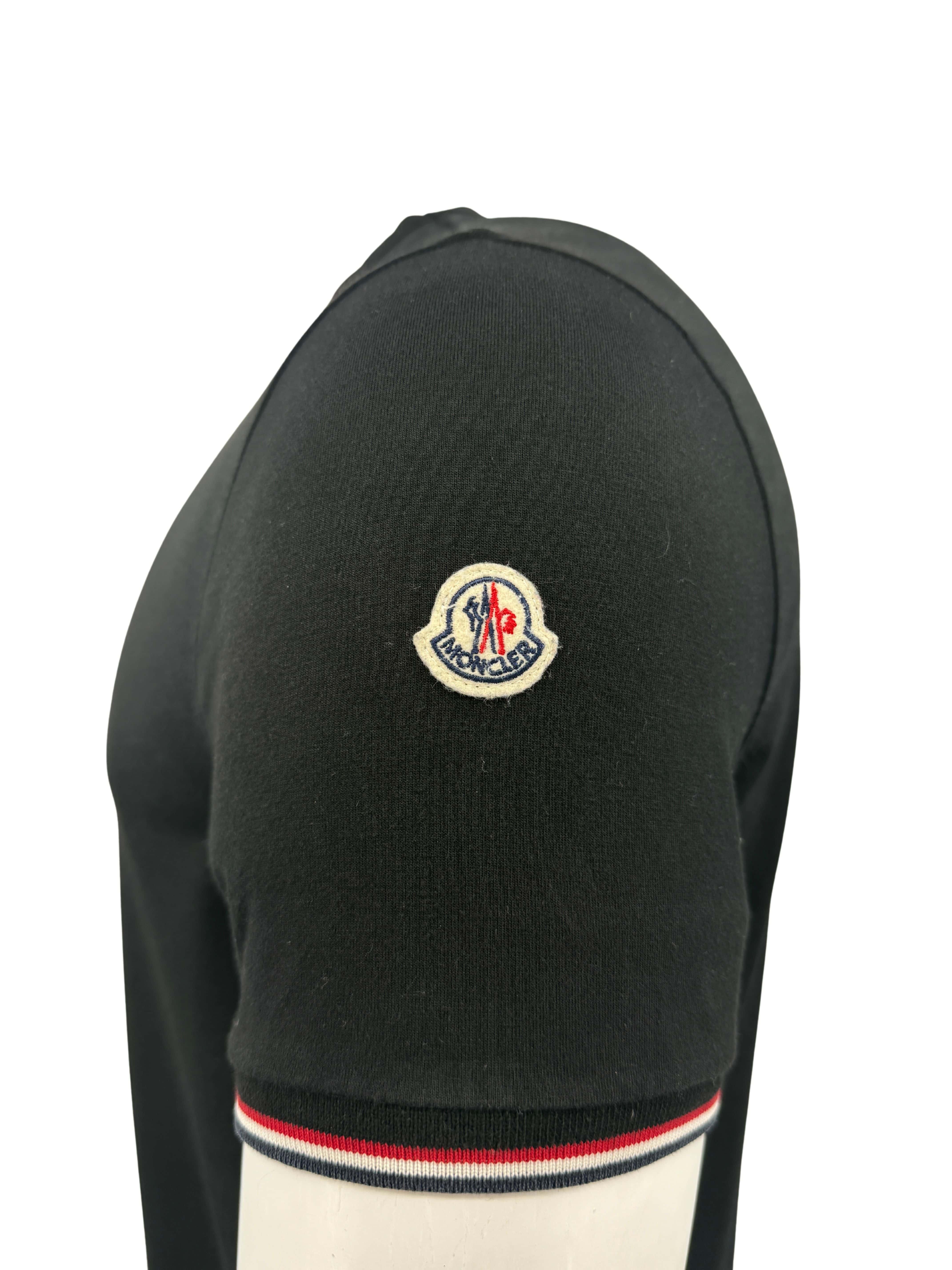 Moncler Tricolour-Trimmed T-Shirt - Black Moncler