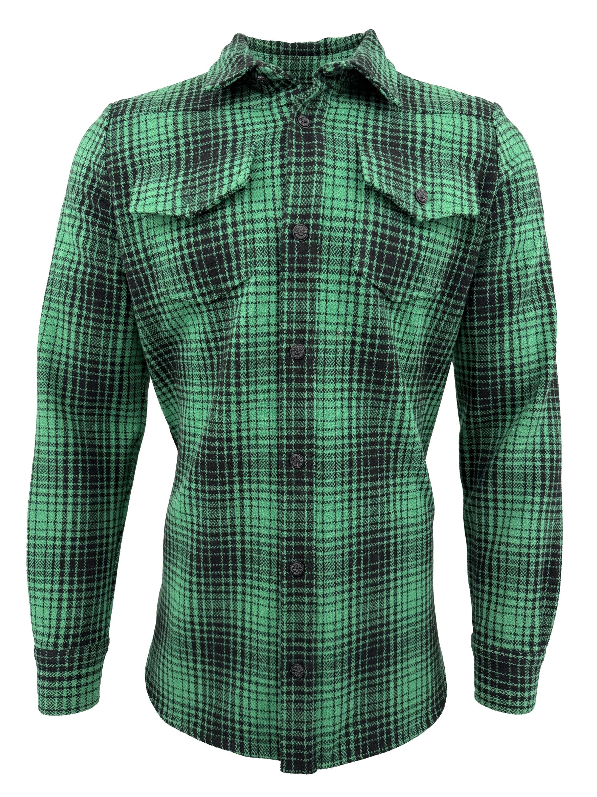 Off-White Check Print Overshirt - Green Off-White