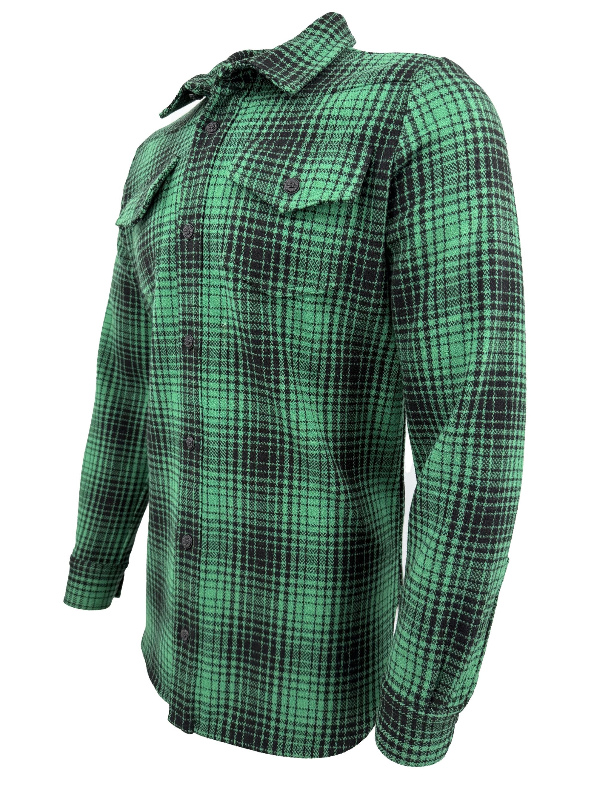 Off-White Check Print Overshirt - Green Off-White