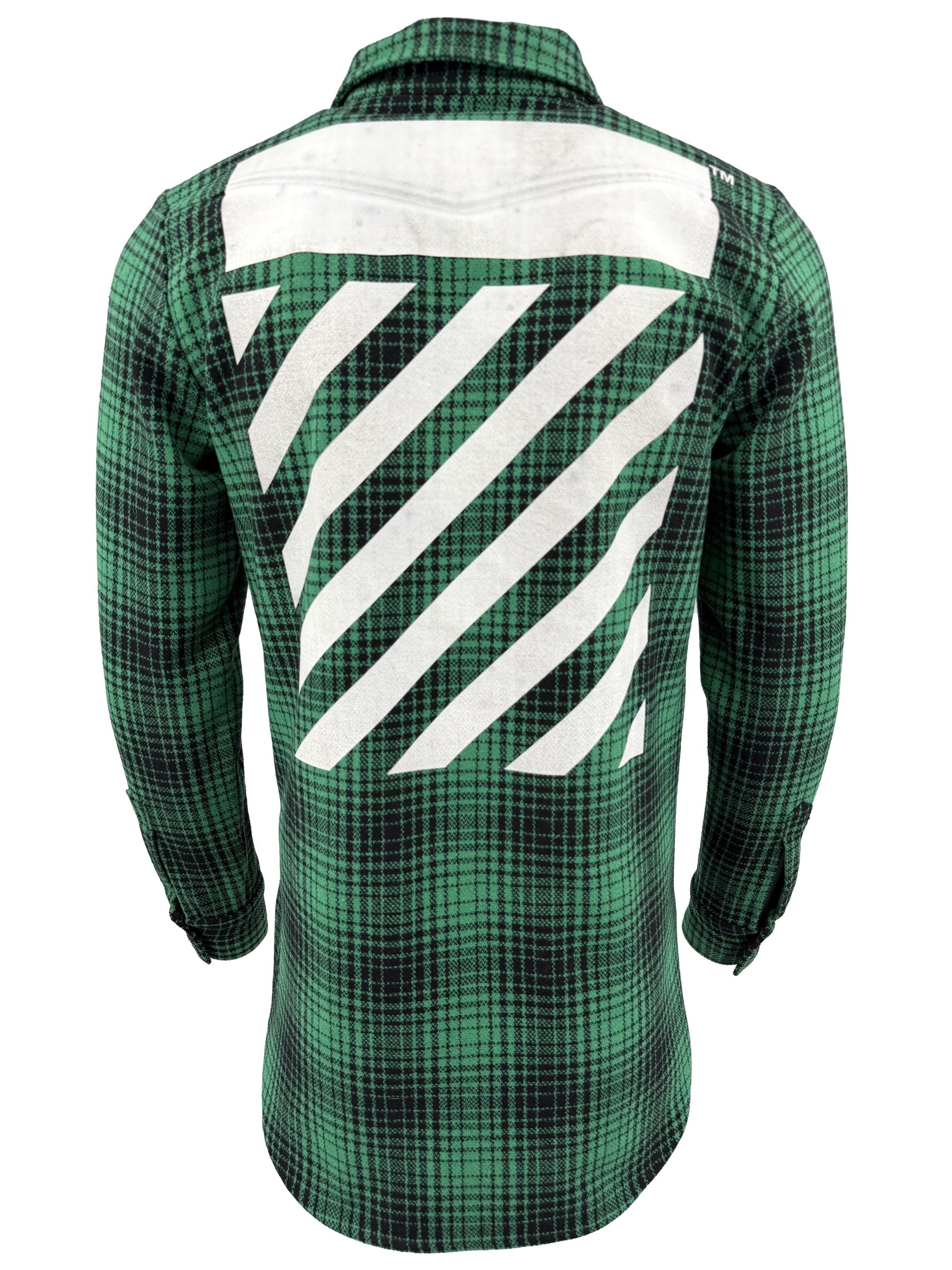 Off-White Check Print Overshirt - Green Off-White