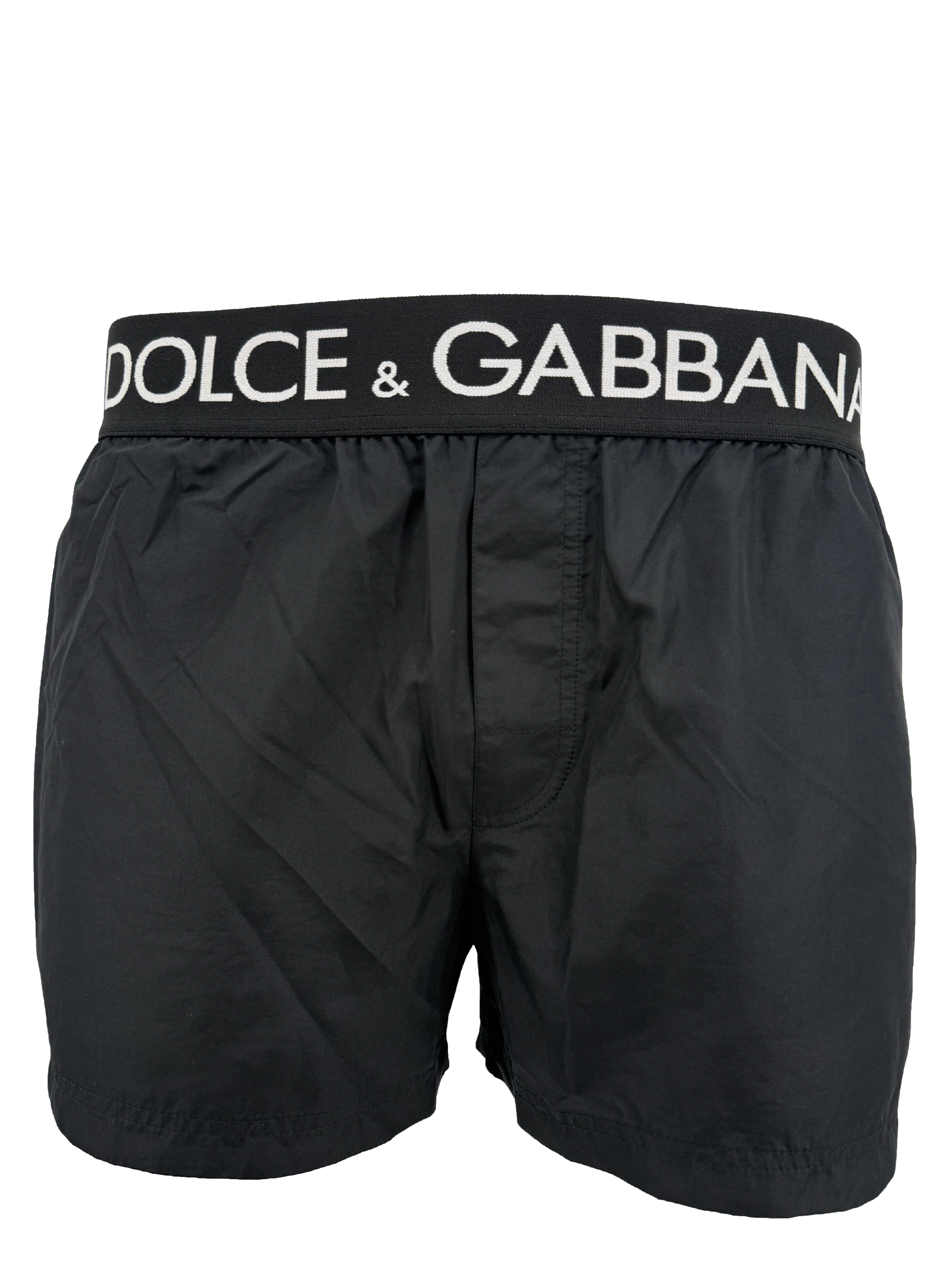 Dolce & Gabbana Logo-waistband Swim Shorts - Black Dolce & Gabbana