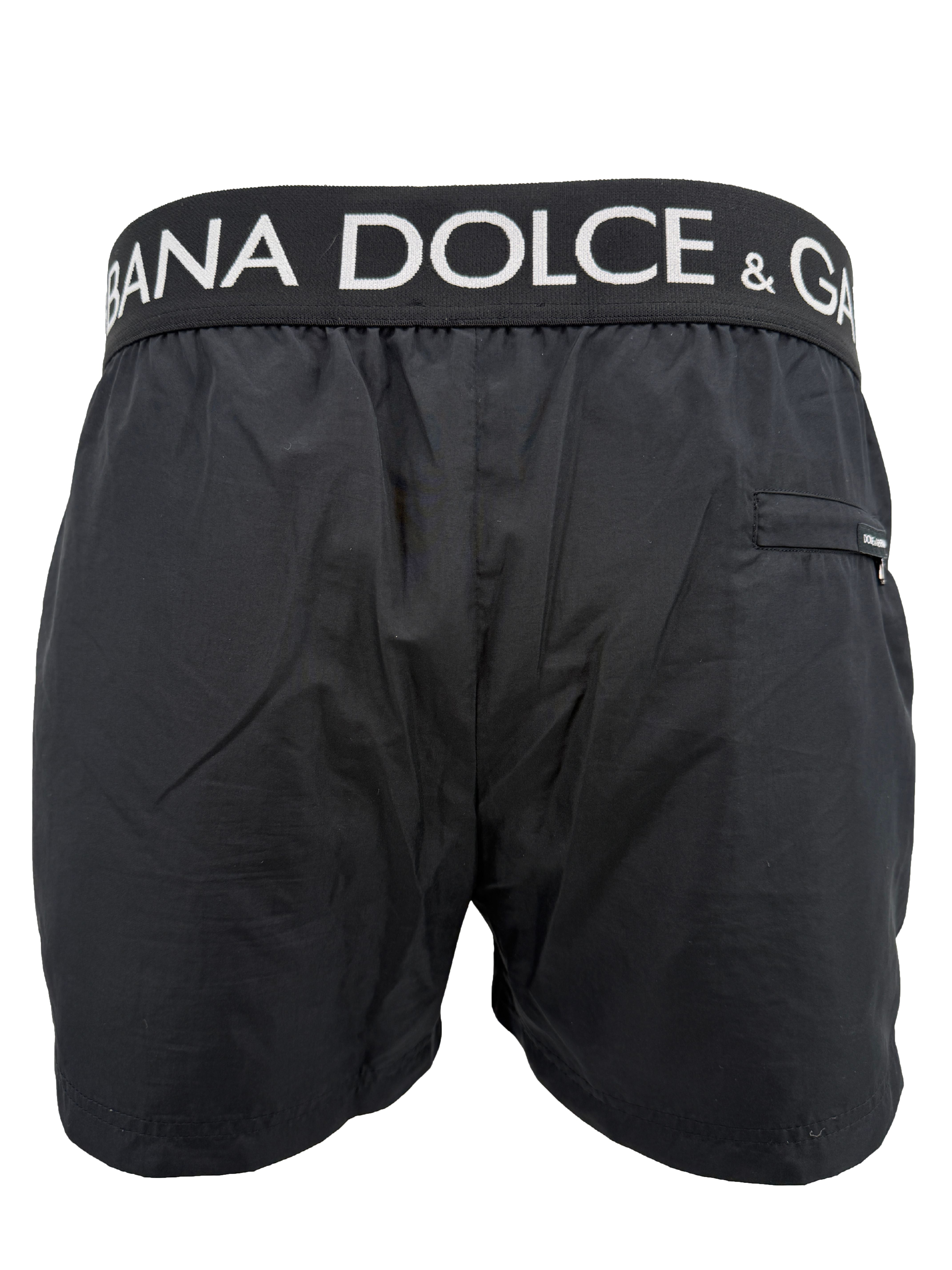 Dolce & Gabbana Logo-waistband Swim Shorts - Black Dolce & Gabbana