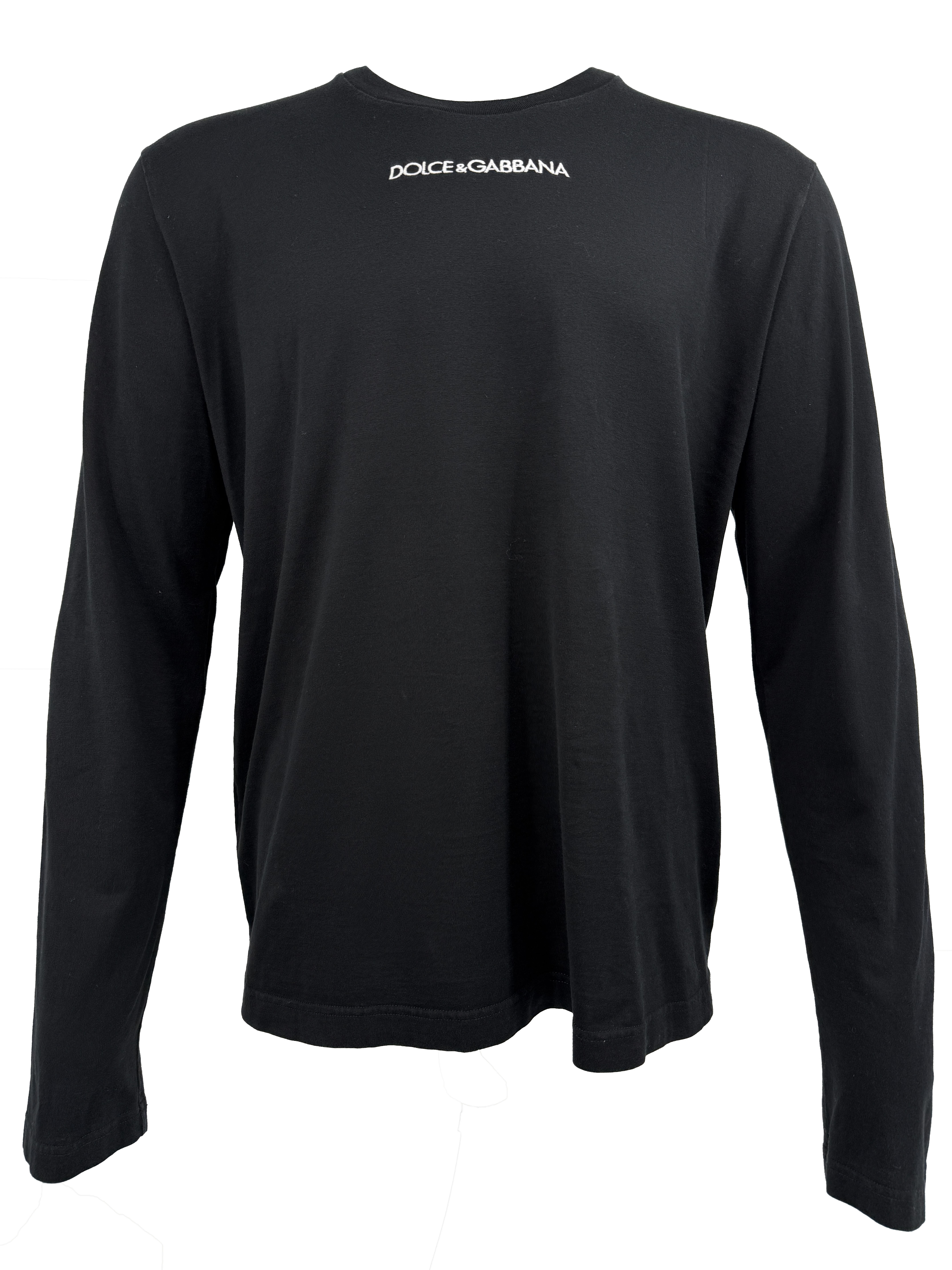 Dolce & Gabbana Embroidered Logo Long Sleeve T-Shirt - Black Dolce & Gabbana