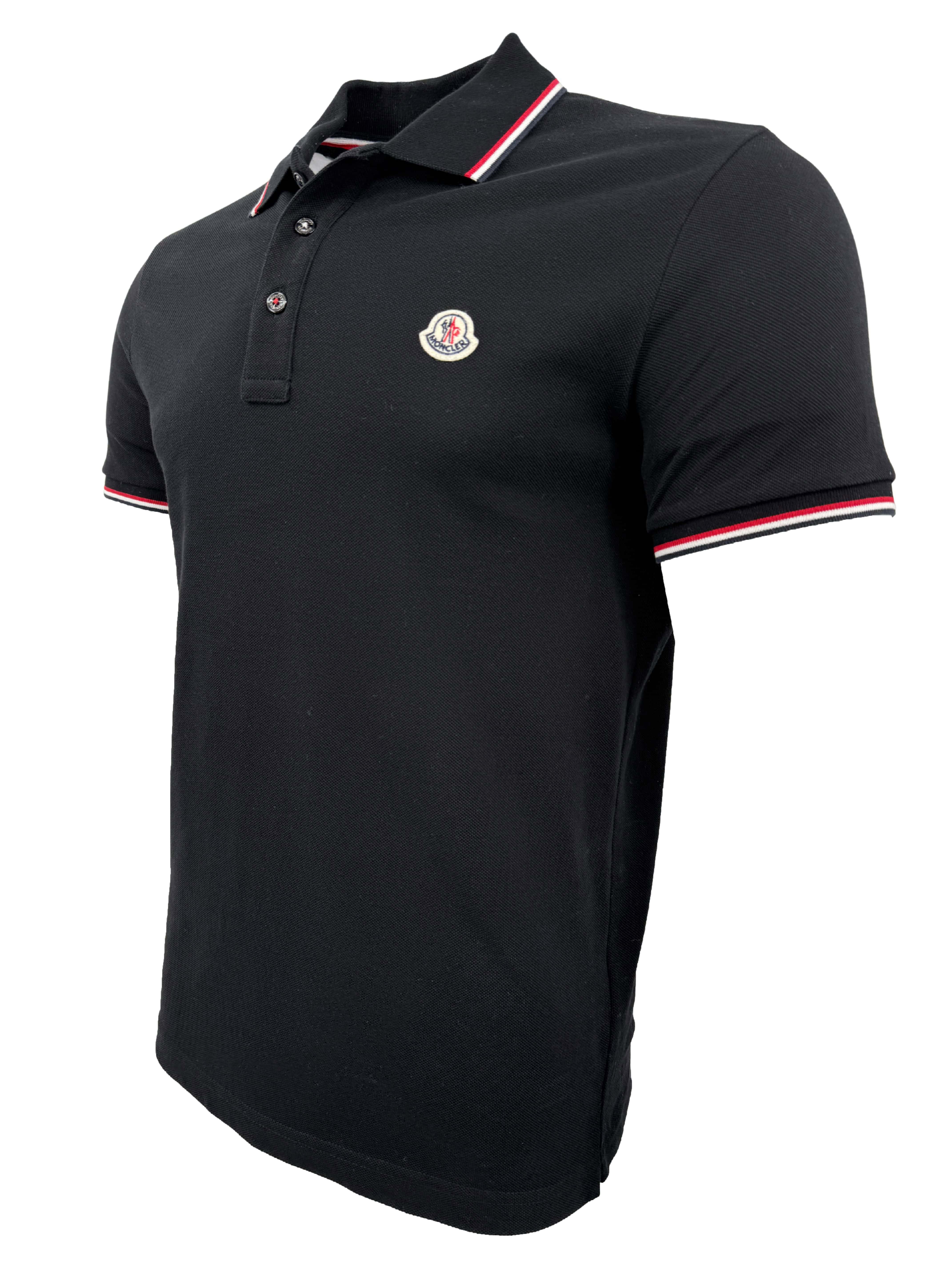 Moncler Tricolour Badge Polo - Black Moncler
