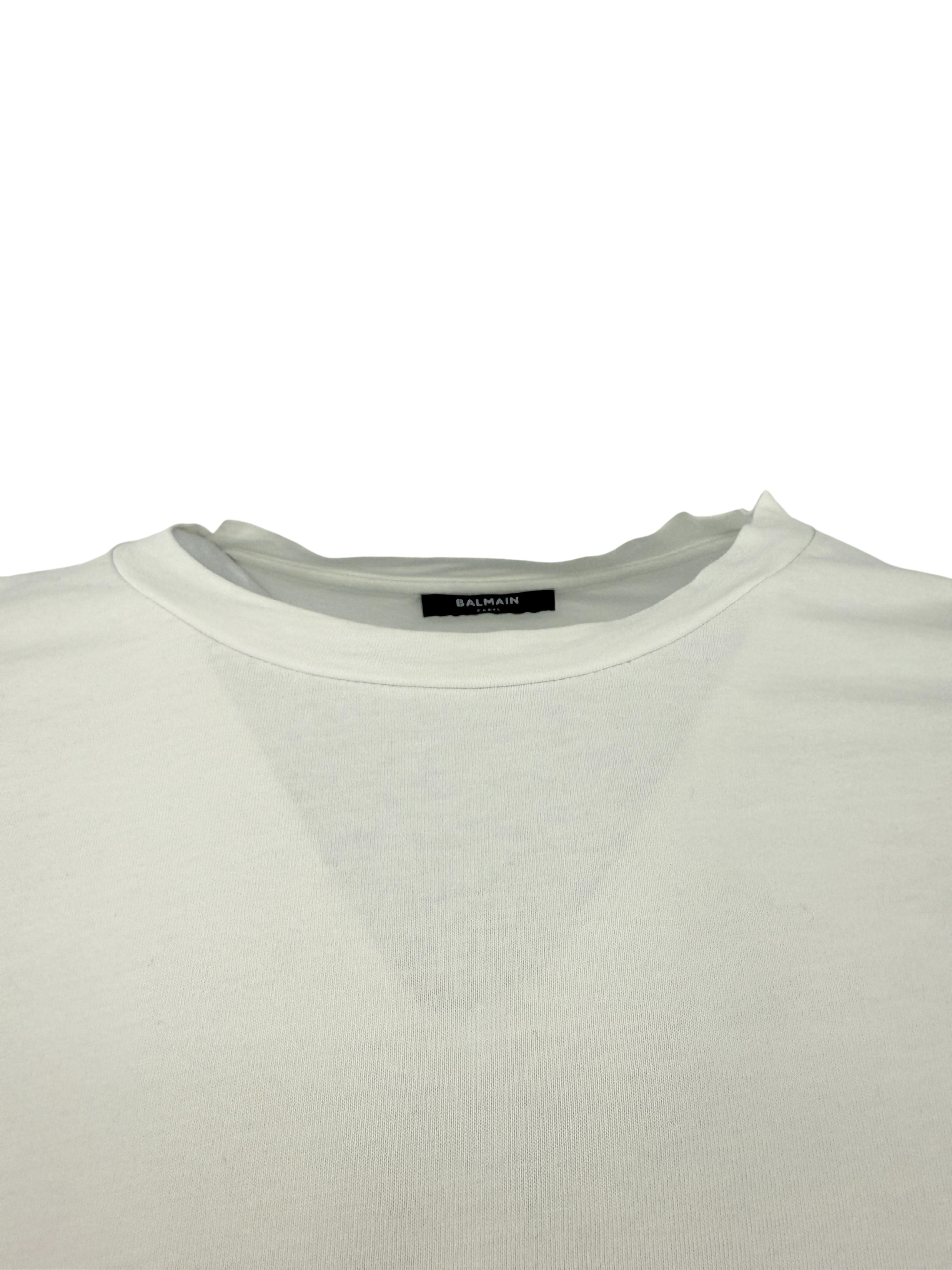 Balmain Arm Logo Long Sleeve T-Shirt - White Balmain