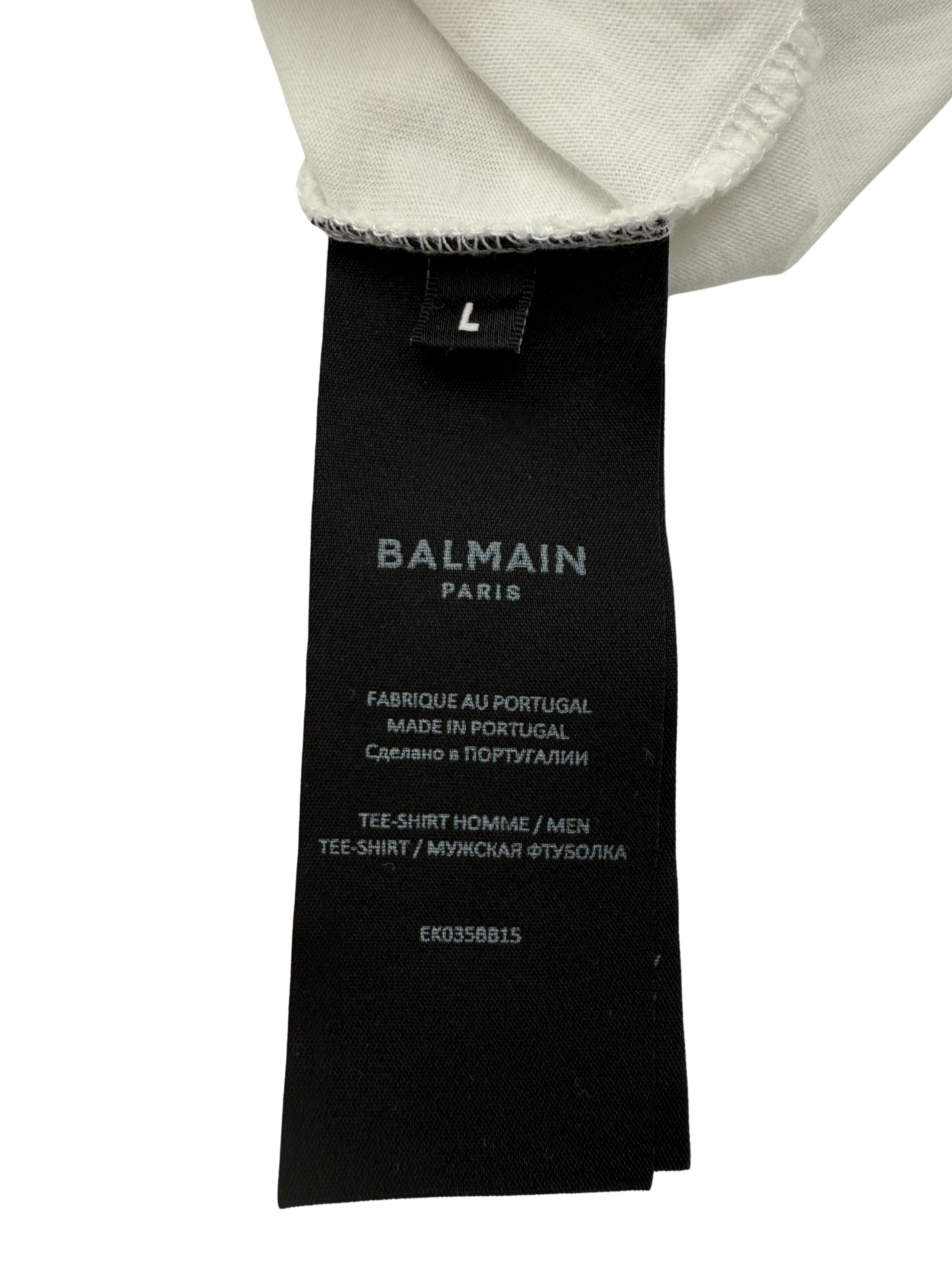 Balmain Arm Logo Long Sleeve T-Shirt - White Balmain