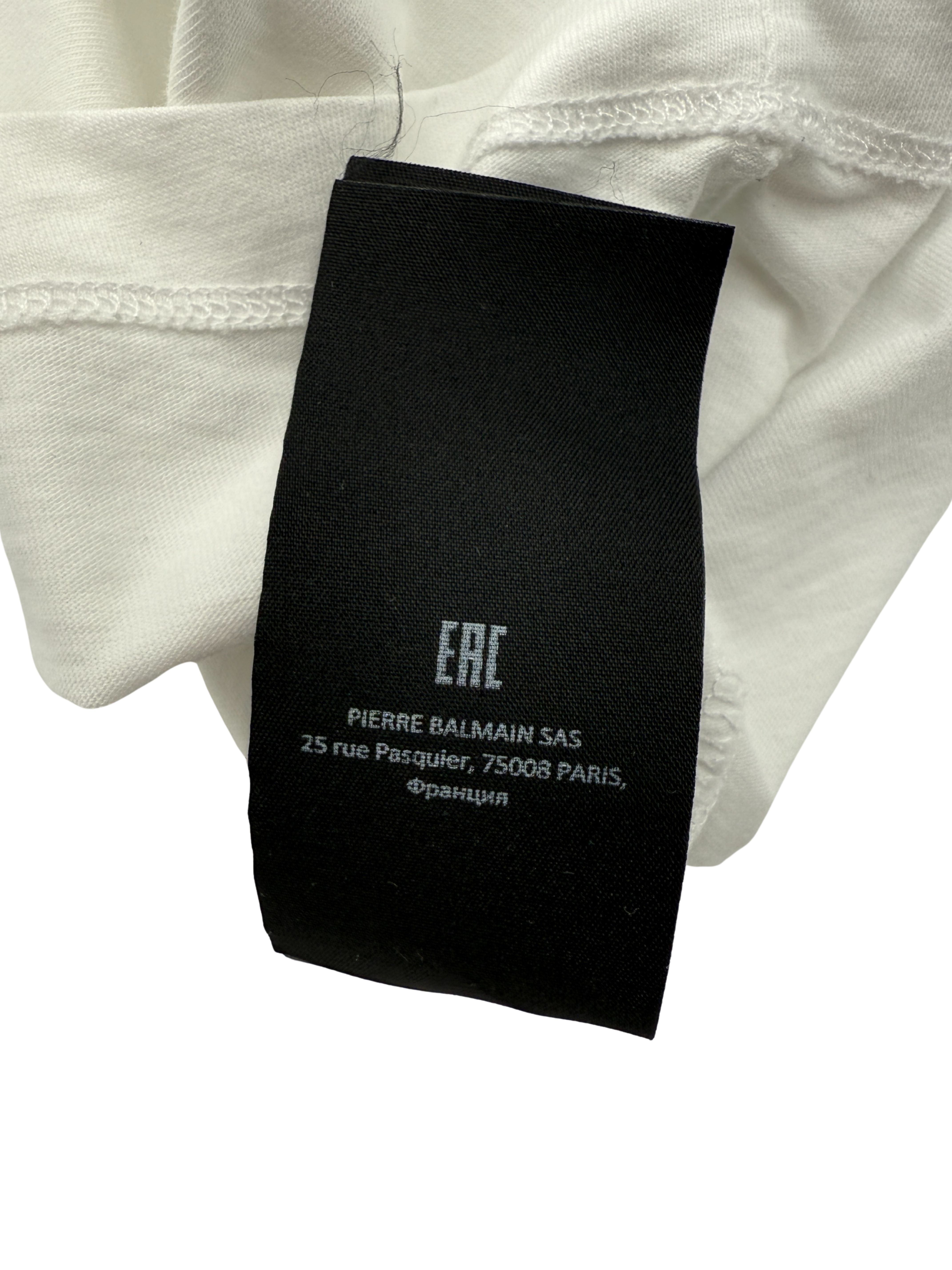 Balmain Arm Logo Long Sleeve T-Shirt - White Balmain