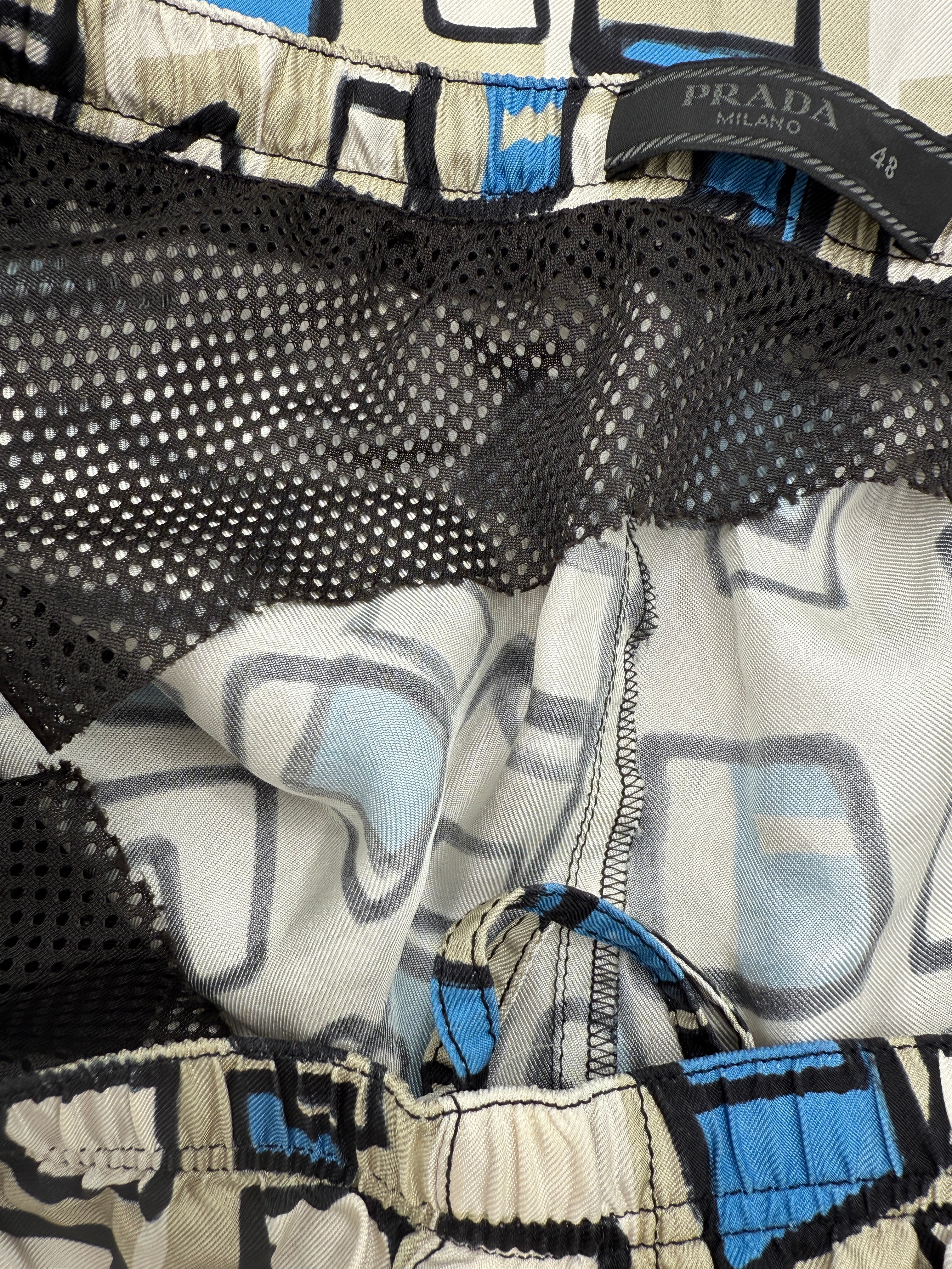 Prada Geometric-Print Swim Shorts - Beige Prada