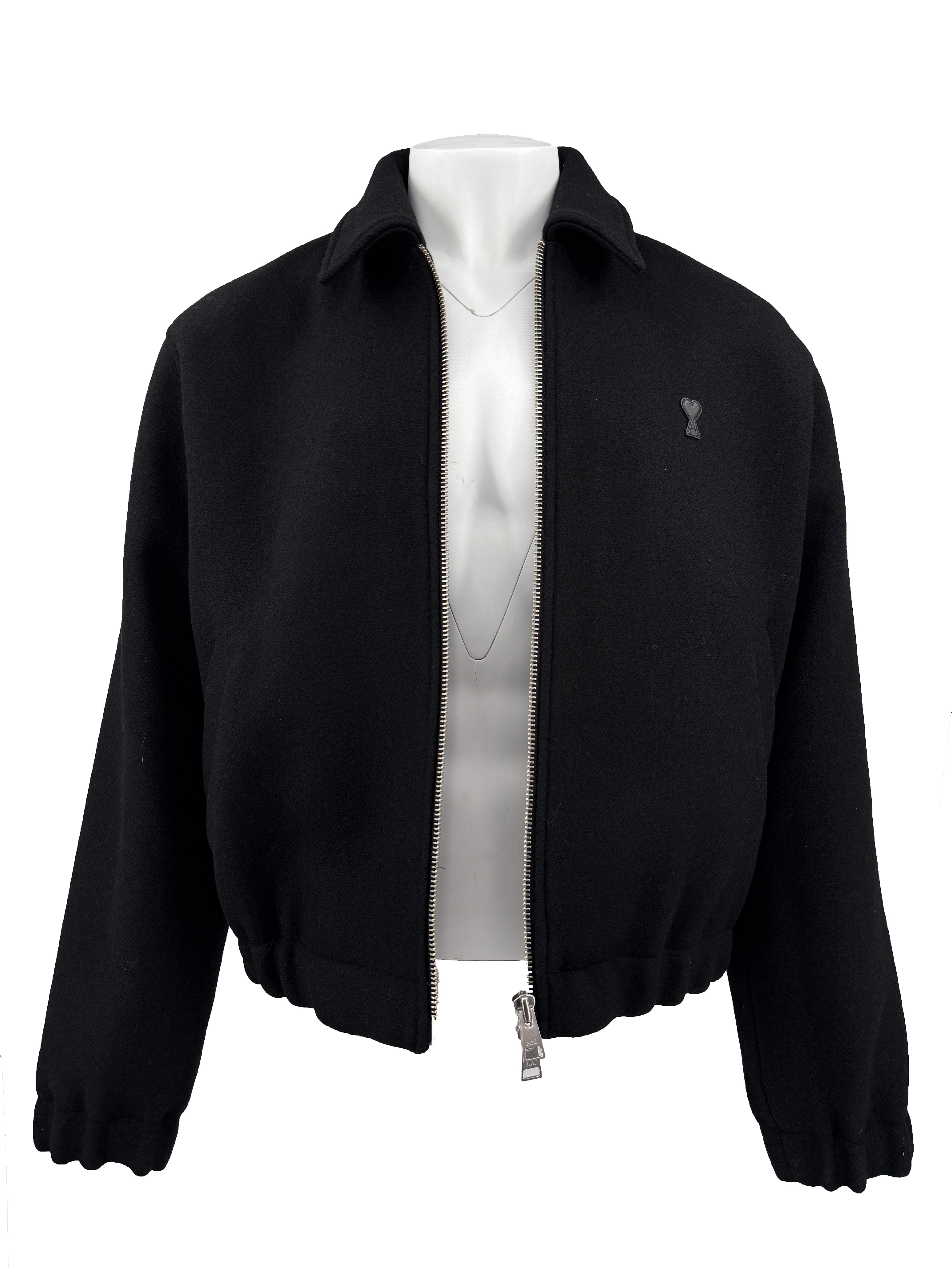 AMI Paris Blouson Zipped Bomber Jacket - Black AMI PARIS