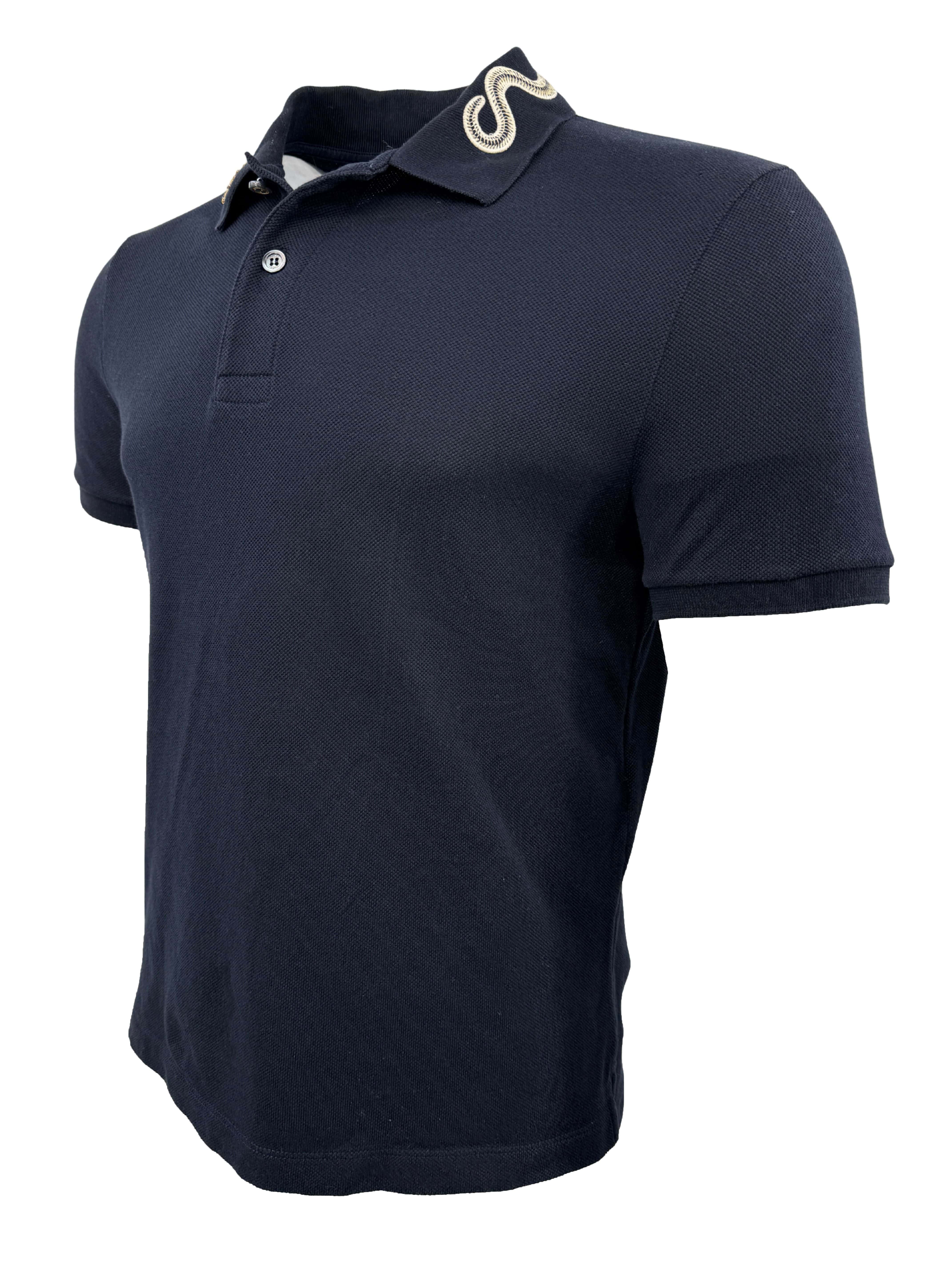 Gucci Embroidered Collar Polo - Navy