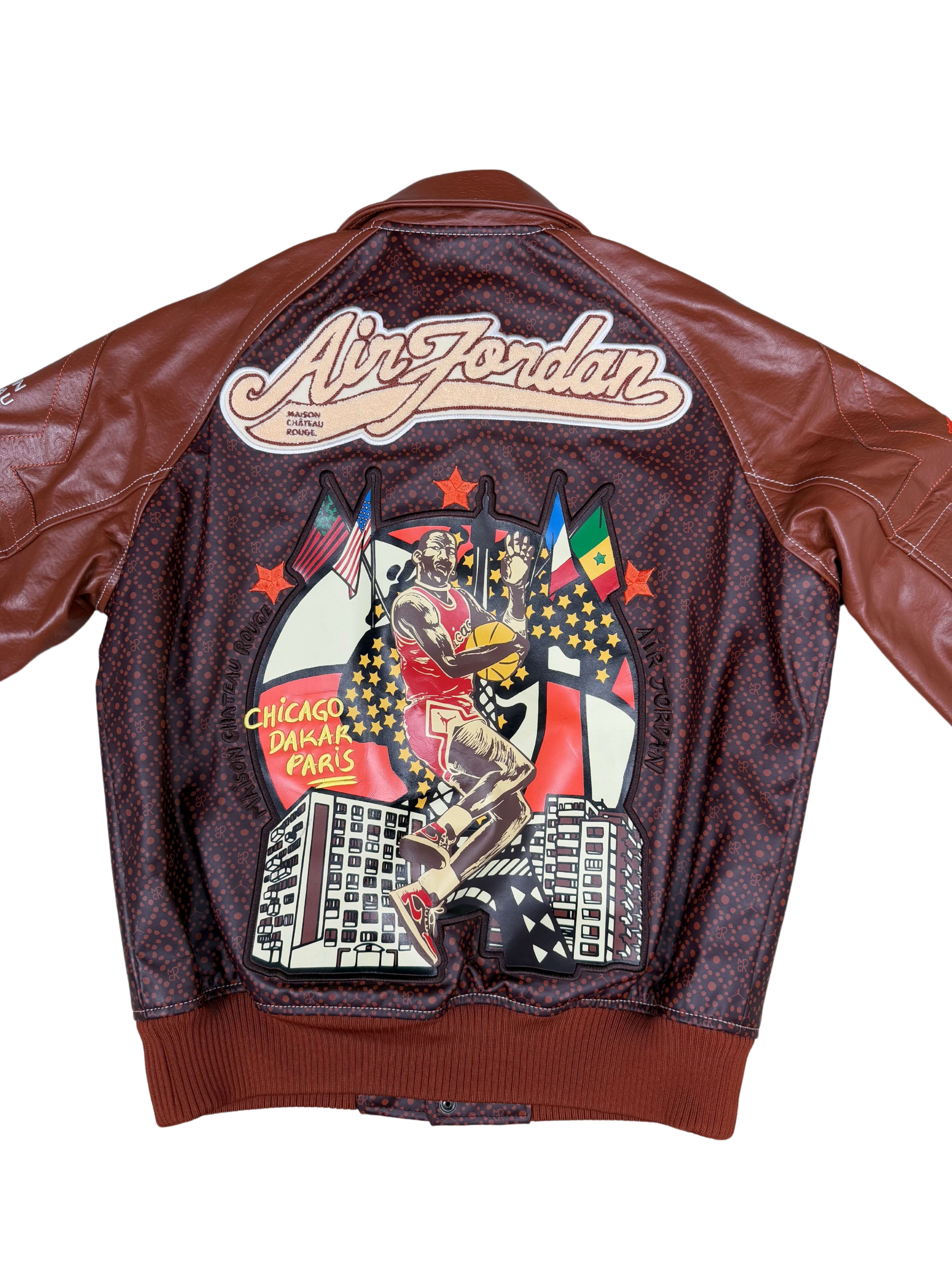 Jordan x Maison Chateau Rouge Leather Flight Jacket - Brown (Unused)