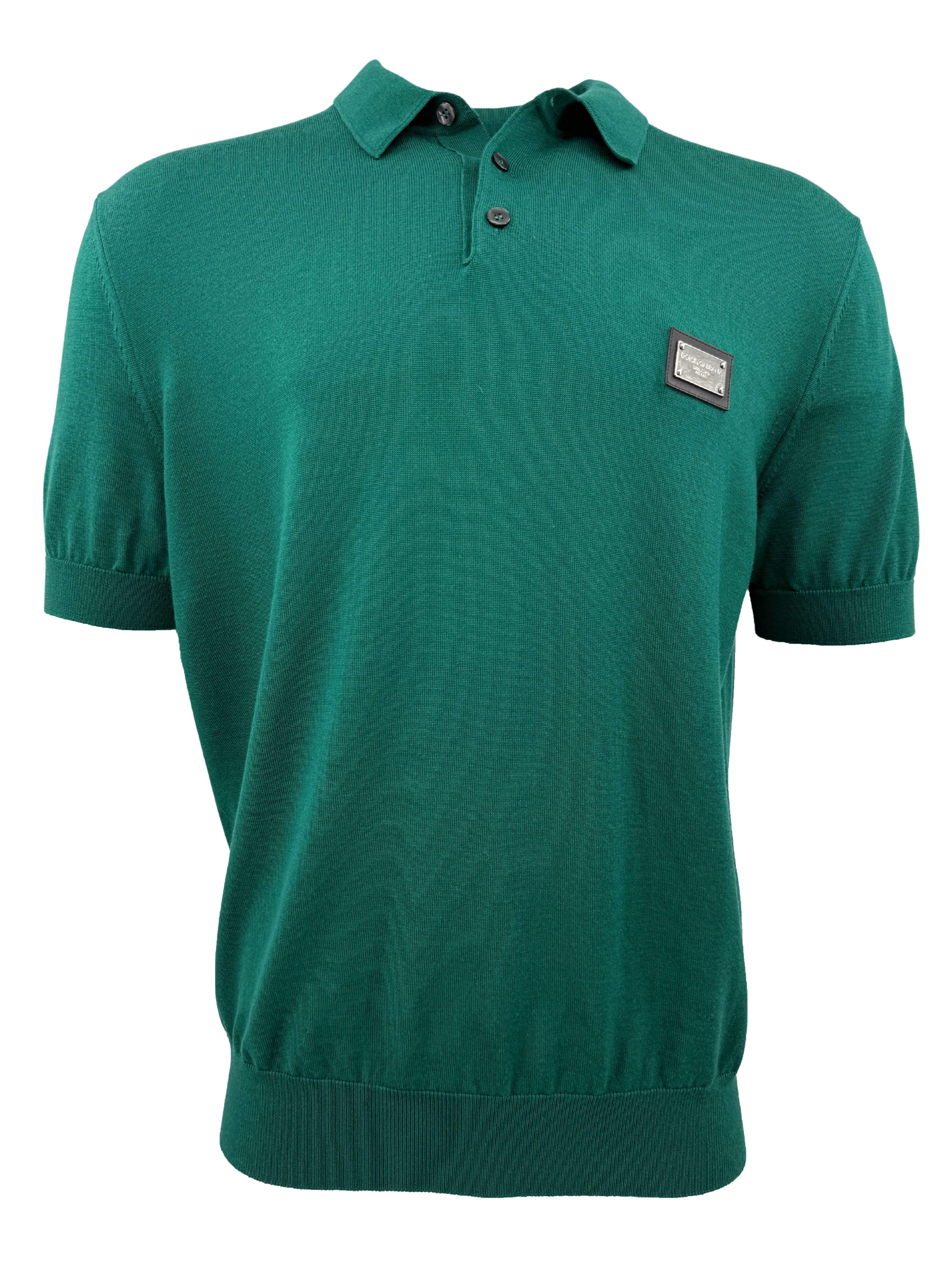 Dolce & Gabbana Wool Logo Polo - Pine Green Dolce & Gabbana