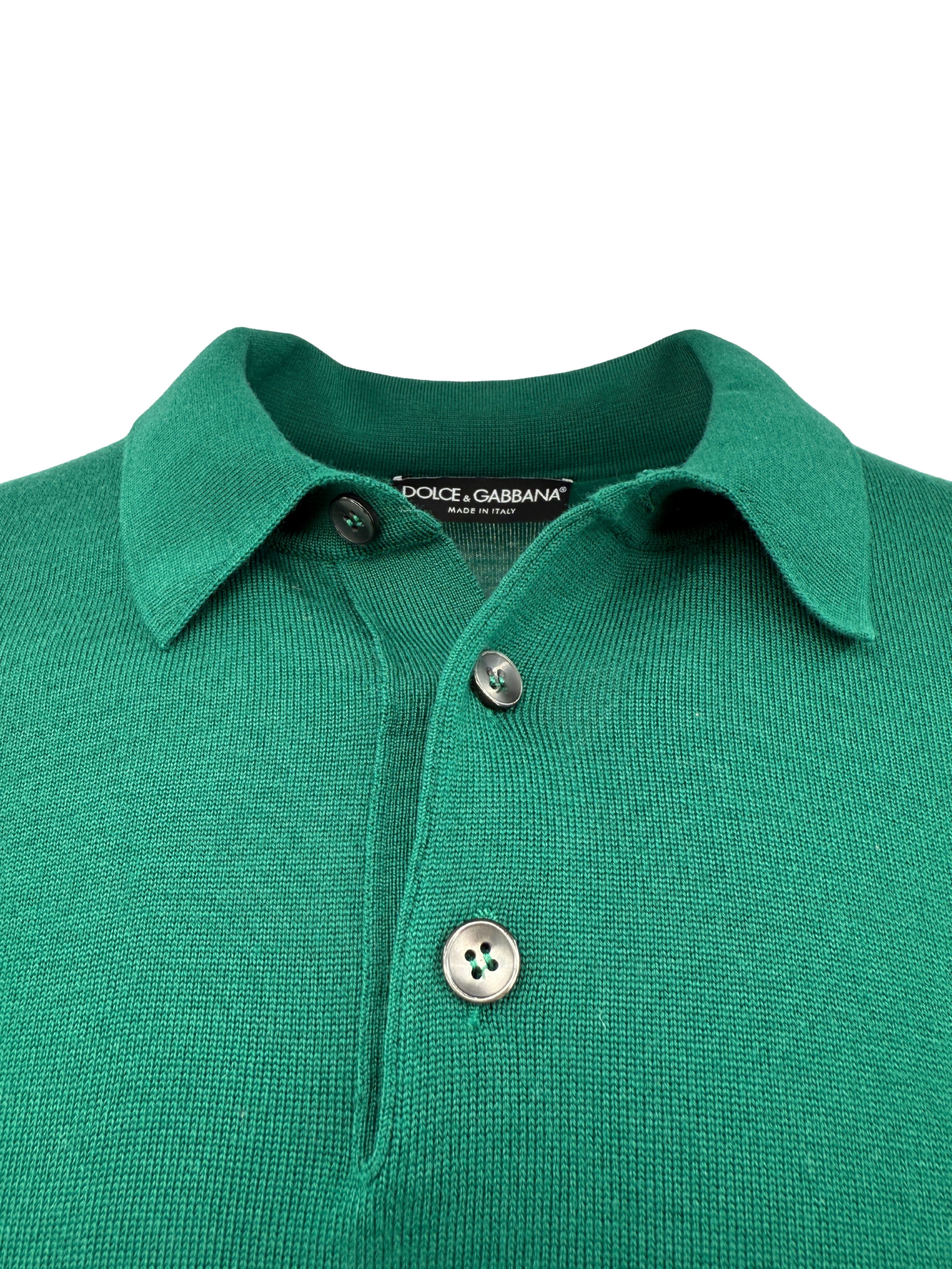 Dolce & Gabbana Wool Logo Polo - Pine Green Dolce & Gabbana