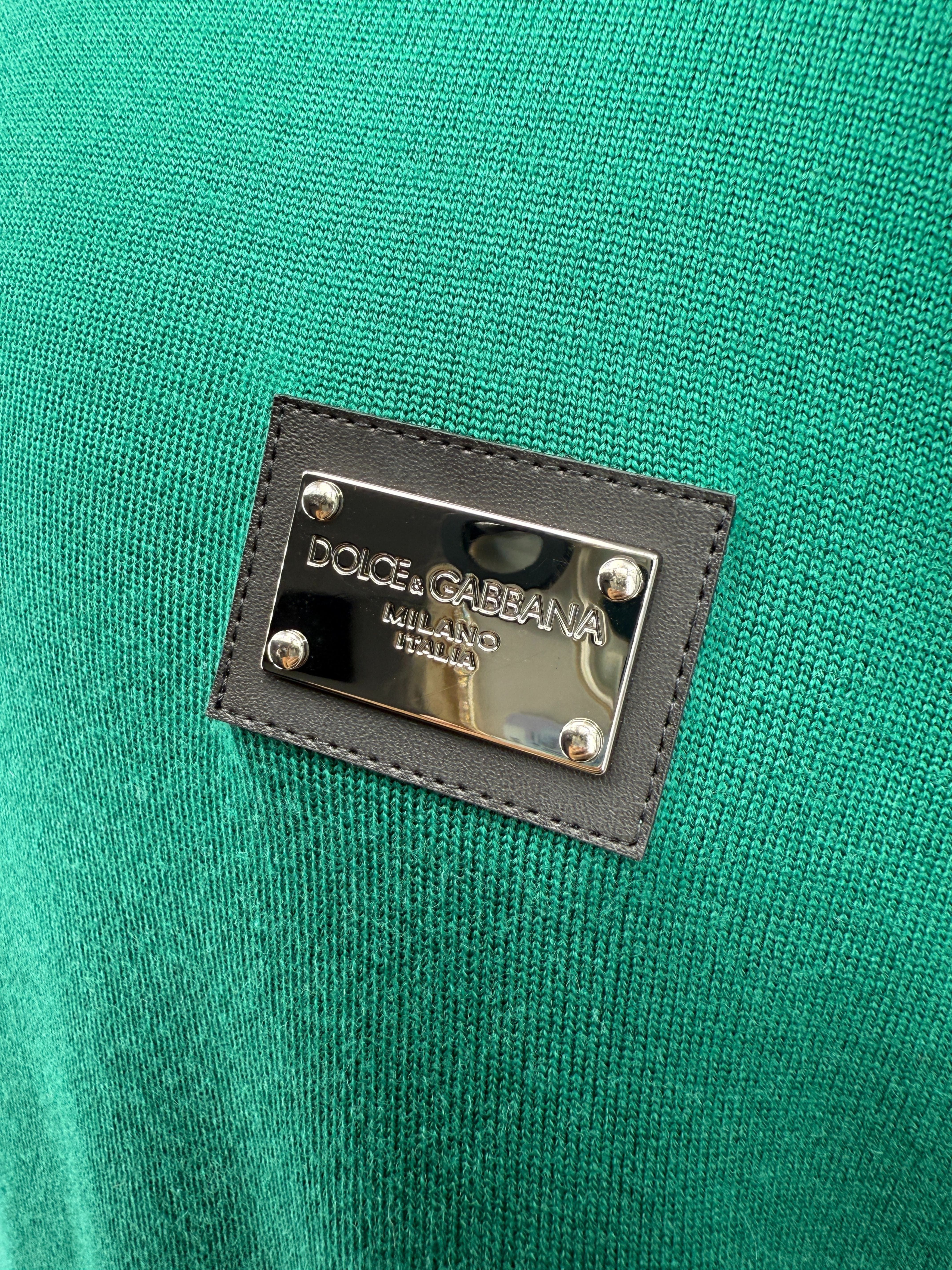 Dolce & Gabbana Wool Logo Polo - Pine Green Dolce & Gabbana