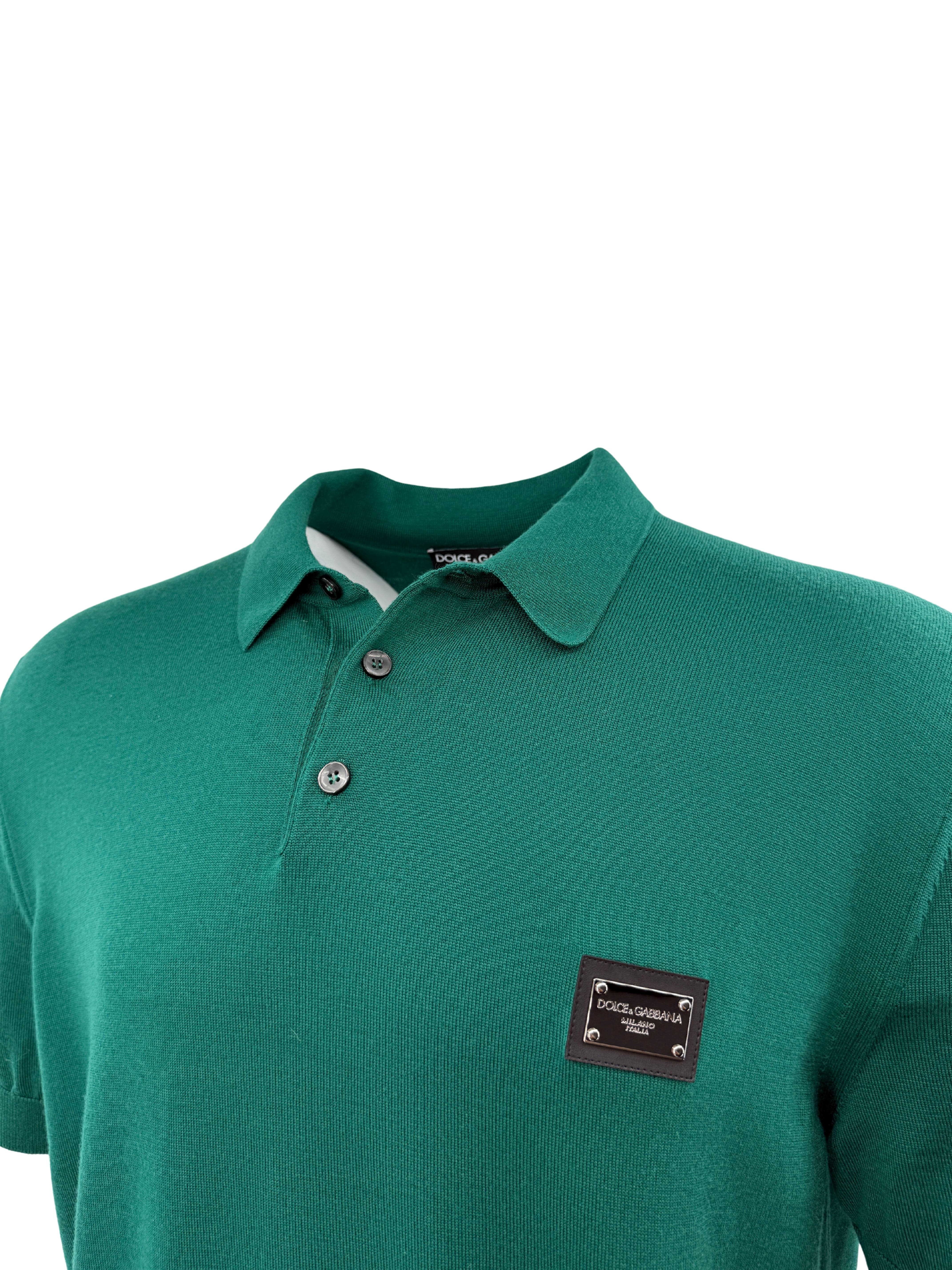 Dolce & Gabbana Wool Logo Polo - Pine Green Dolce & Gabbana