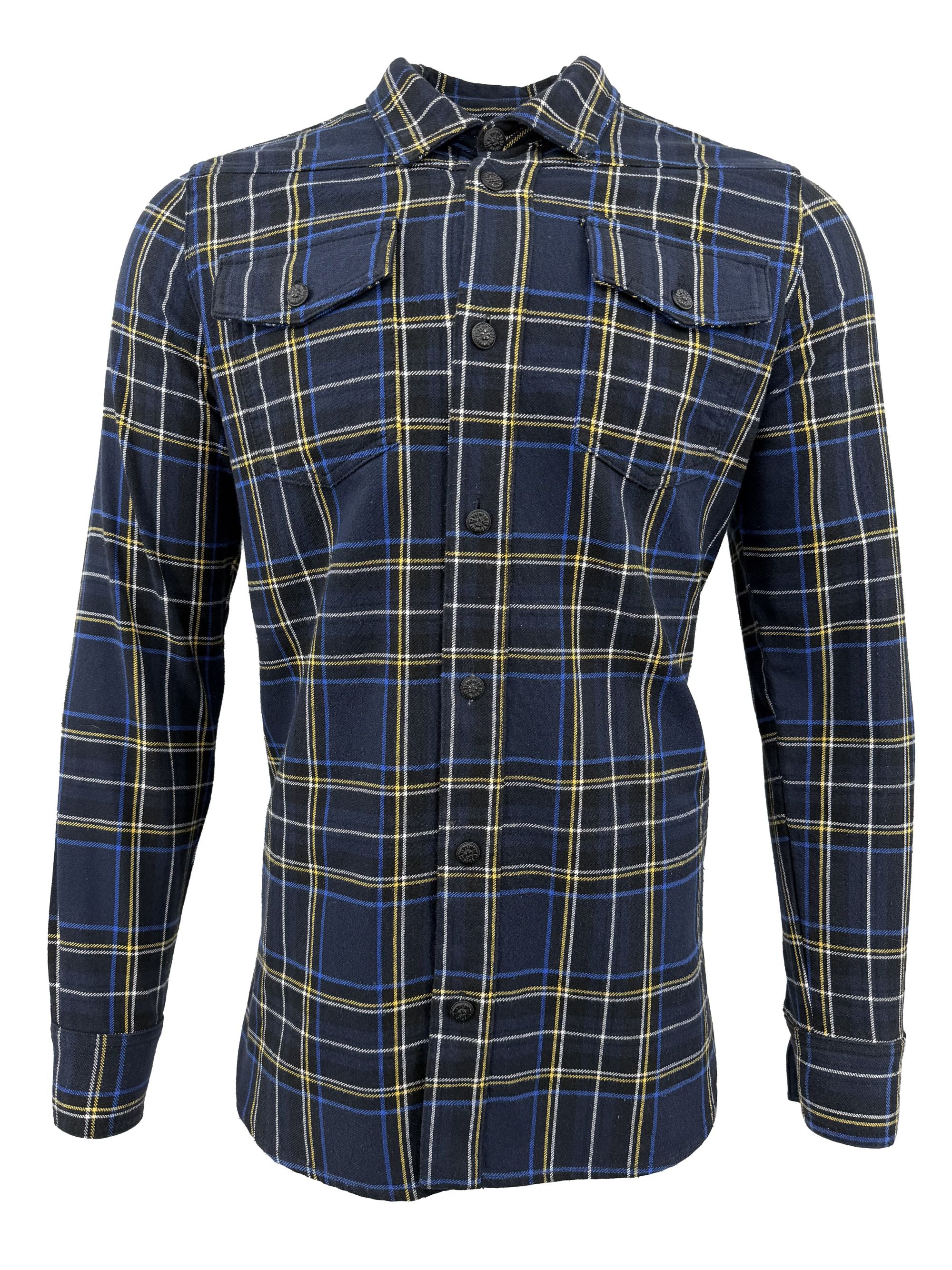 Off White Check Overshirt - Navy Off-White