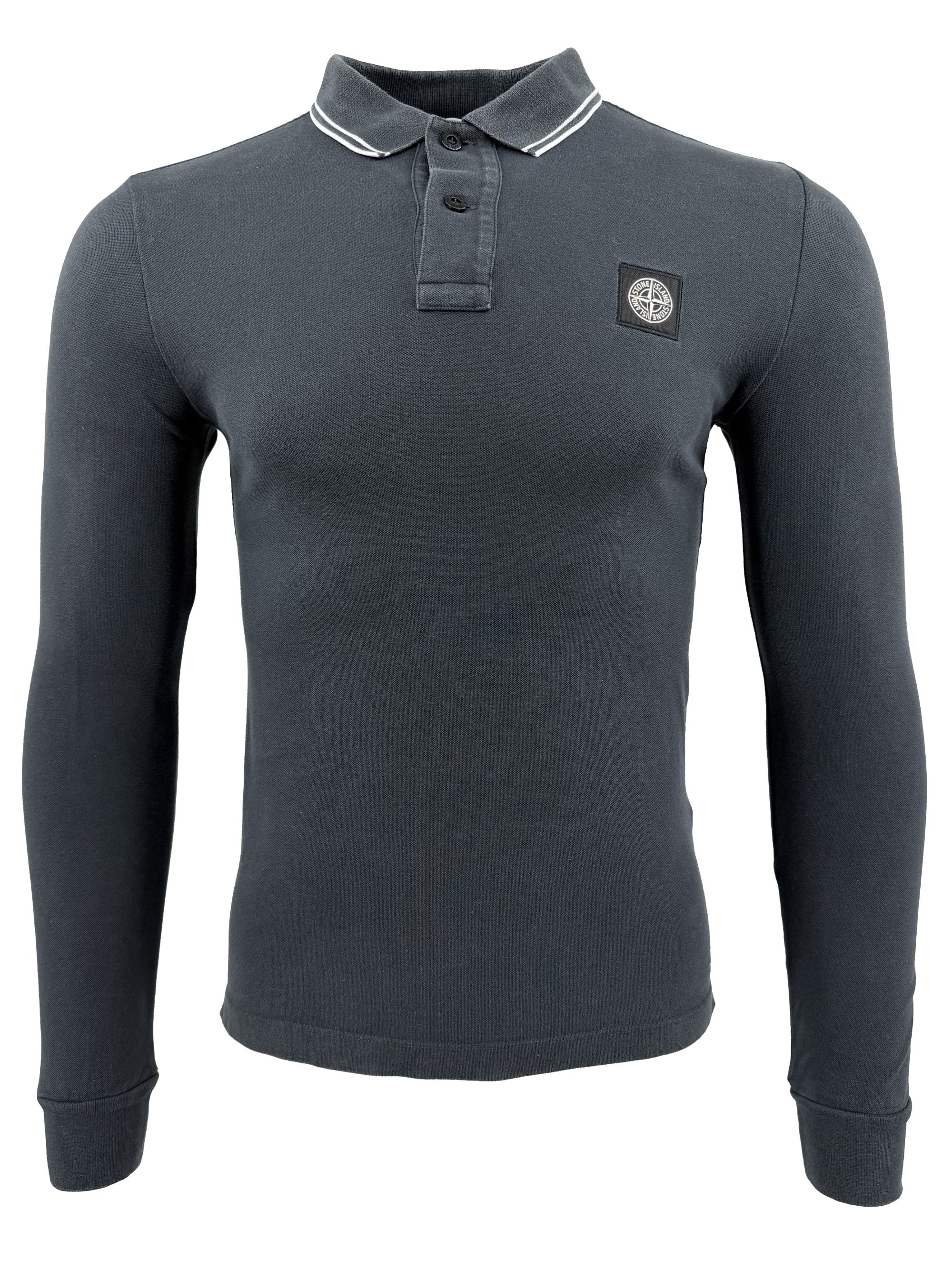 Stone Island Long Sleeve Compass Polo - Grey Stone Island