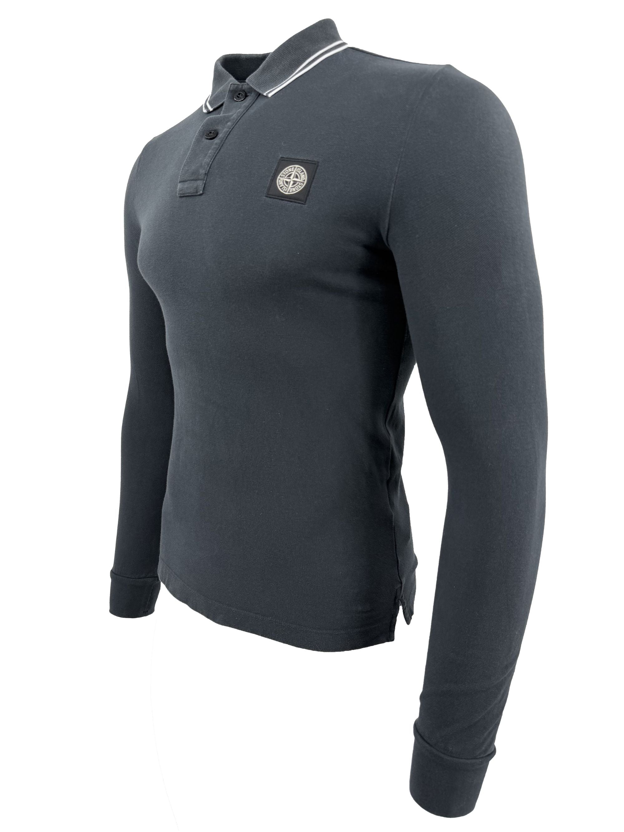 Stone Island Long Sleeve Compass Polo - Grey Stone Island
