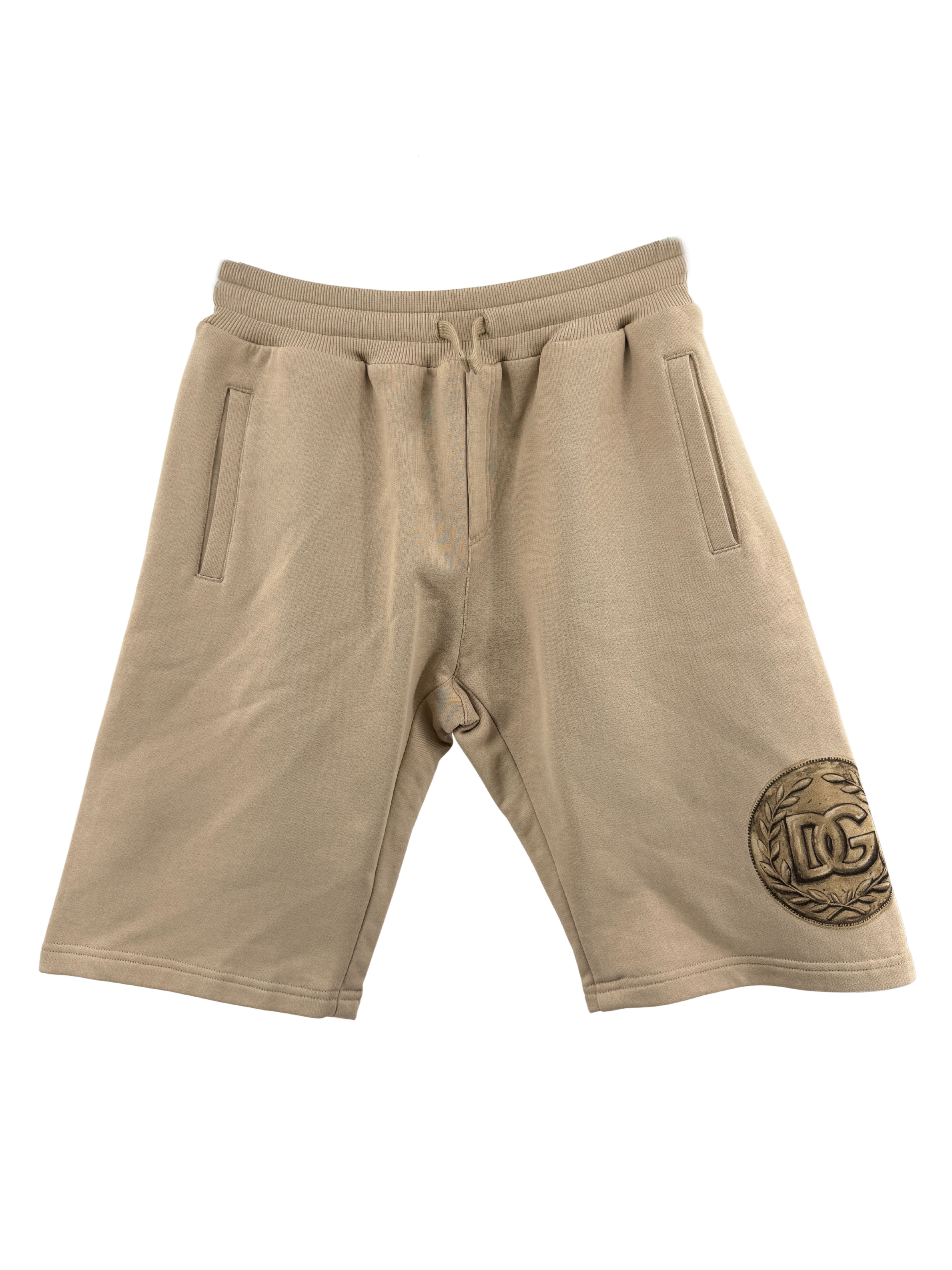 Dolce and Gabbana Logo Cotton Sweat Shorts - Sand Dolce & Gabbana