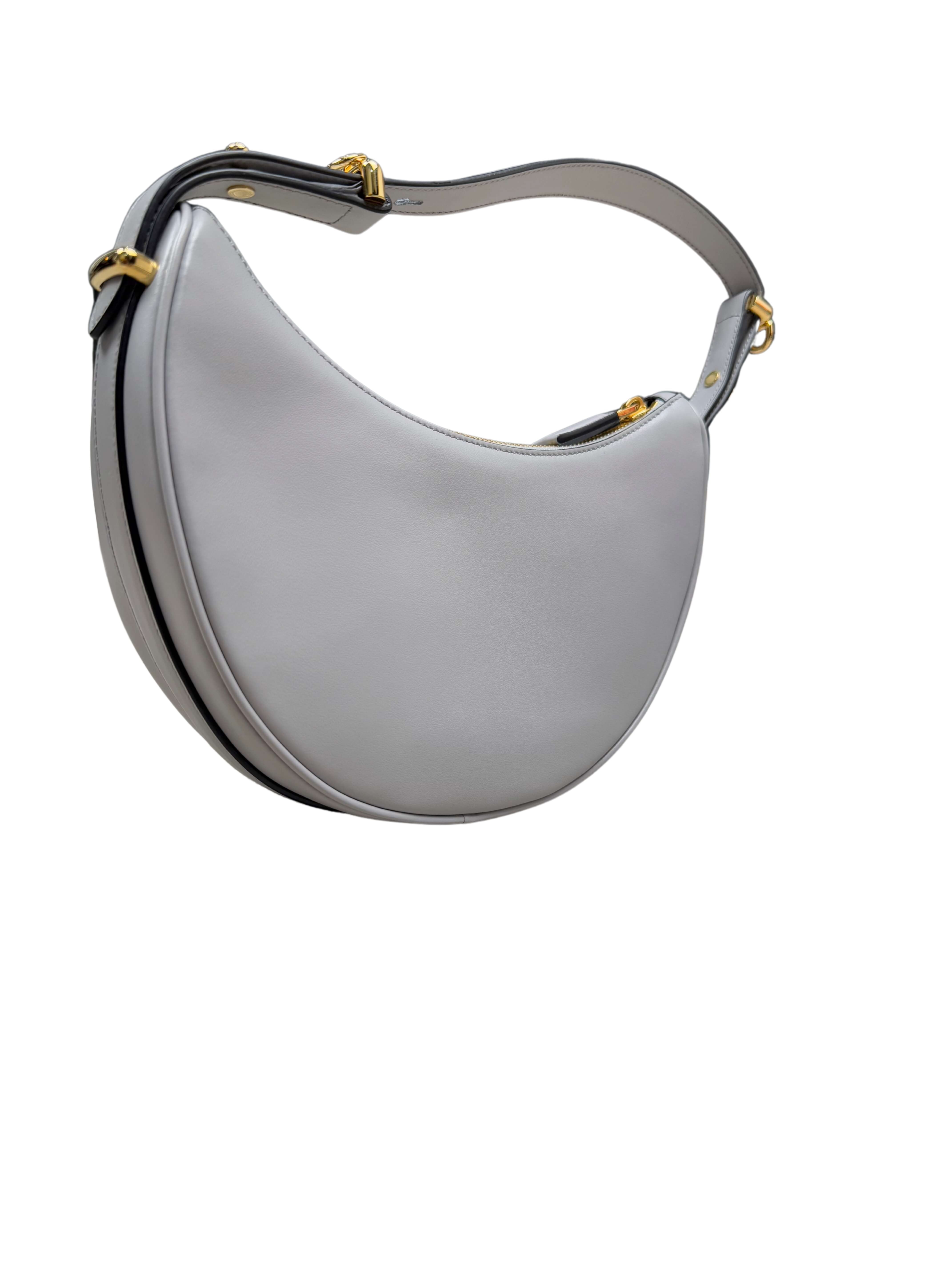 WOMEN'S - Prada Arqué Small Leather Shoulder Bag - Grey (Unused)