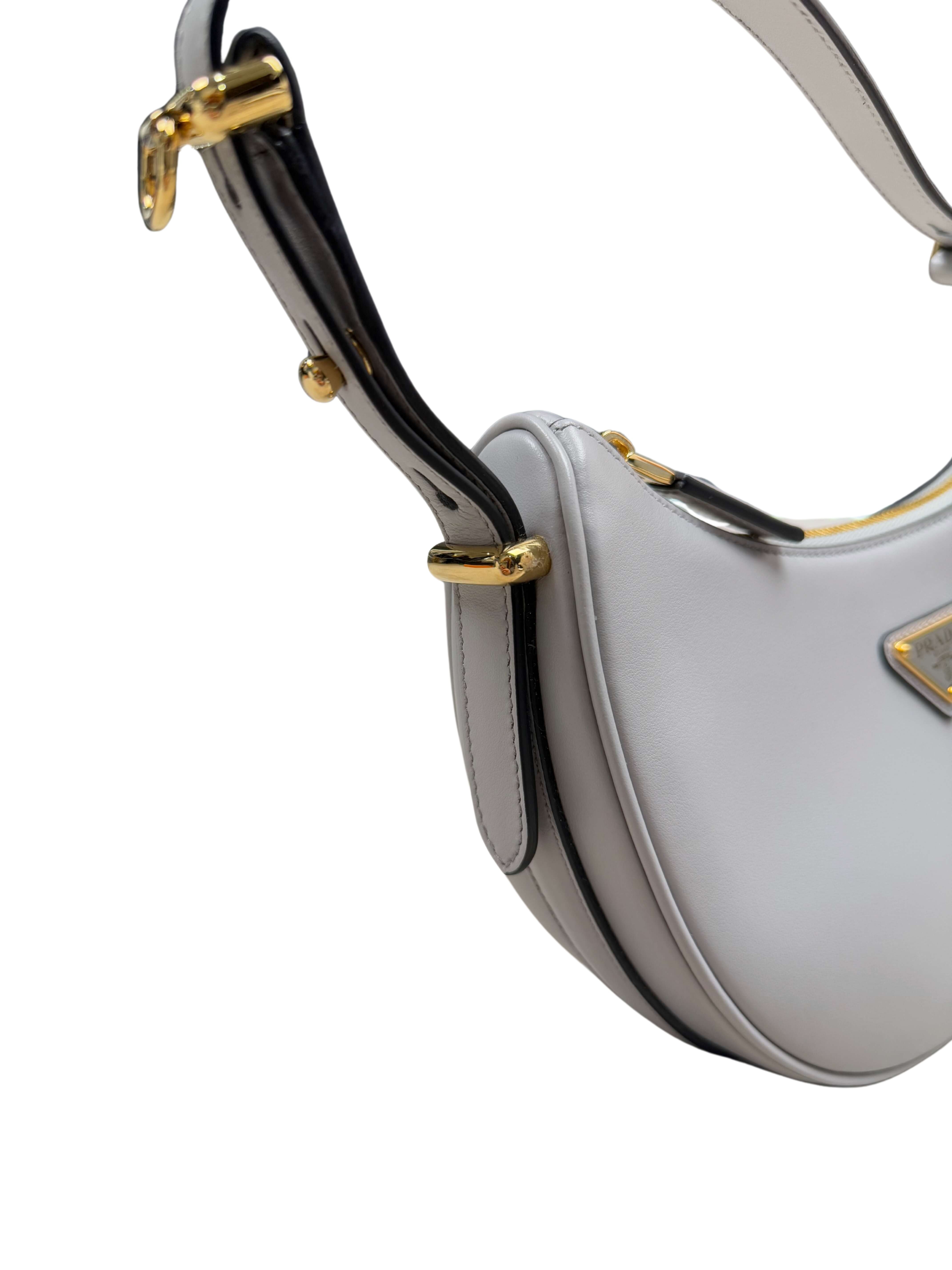 WOMEN'S - Prada Arqué Small Leather Shoulder Bag - Grey (Unused)
