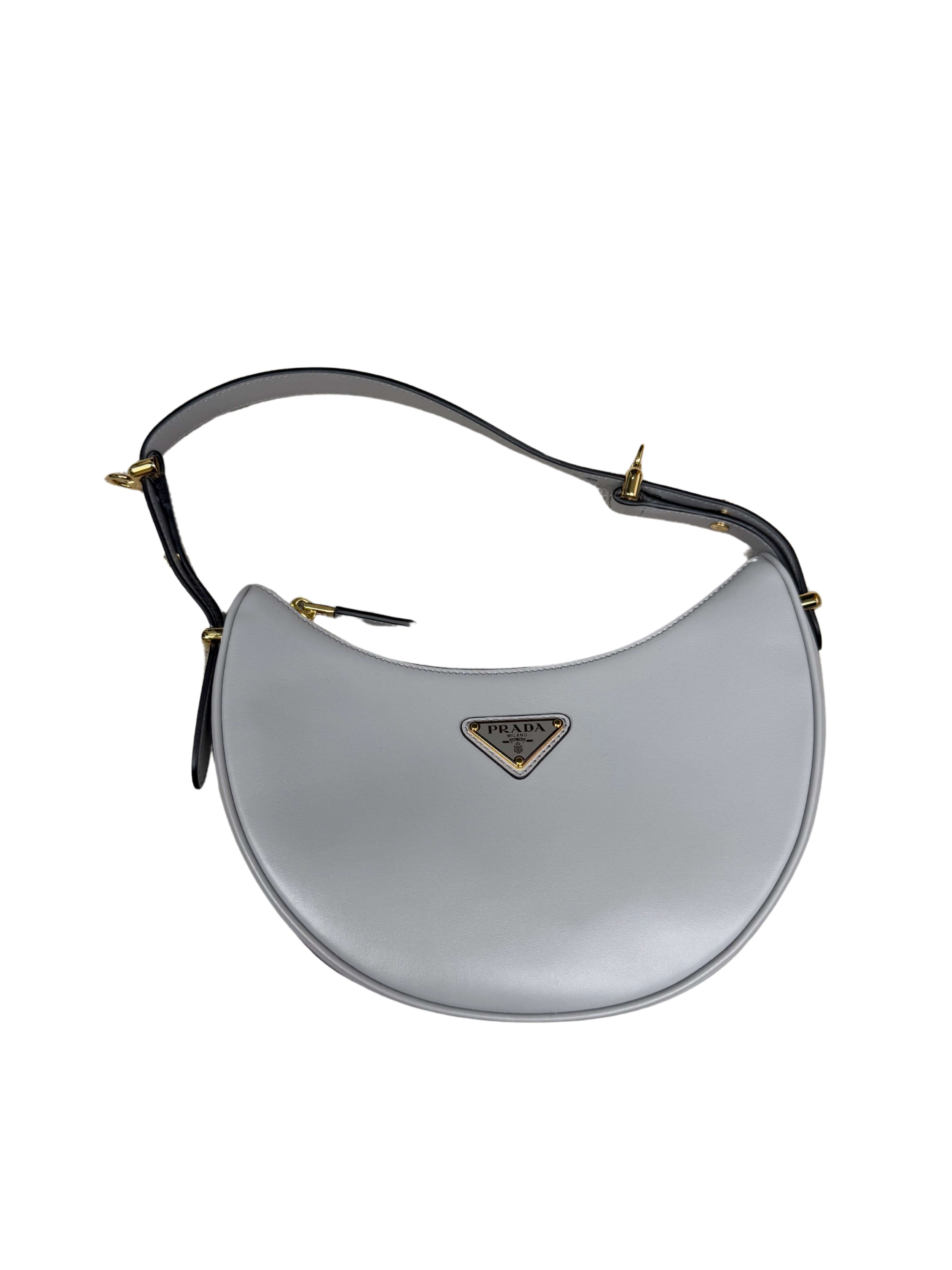 WOMEN'S - Prada Arqué Small Leather Shoulder Bag - Grey (Unused)