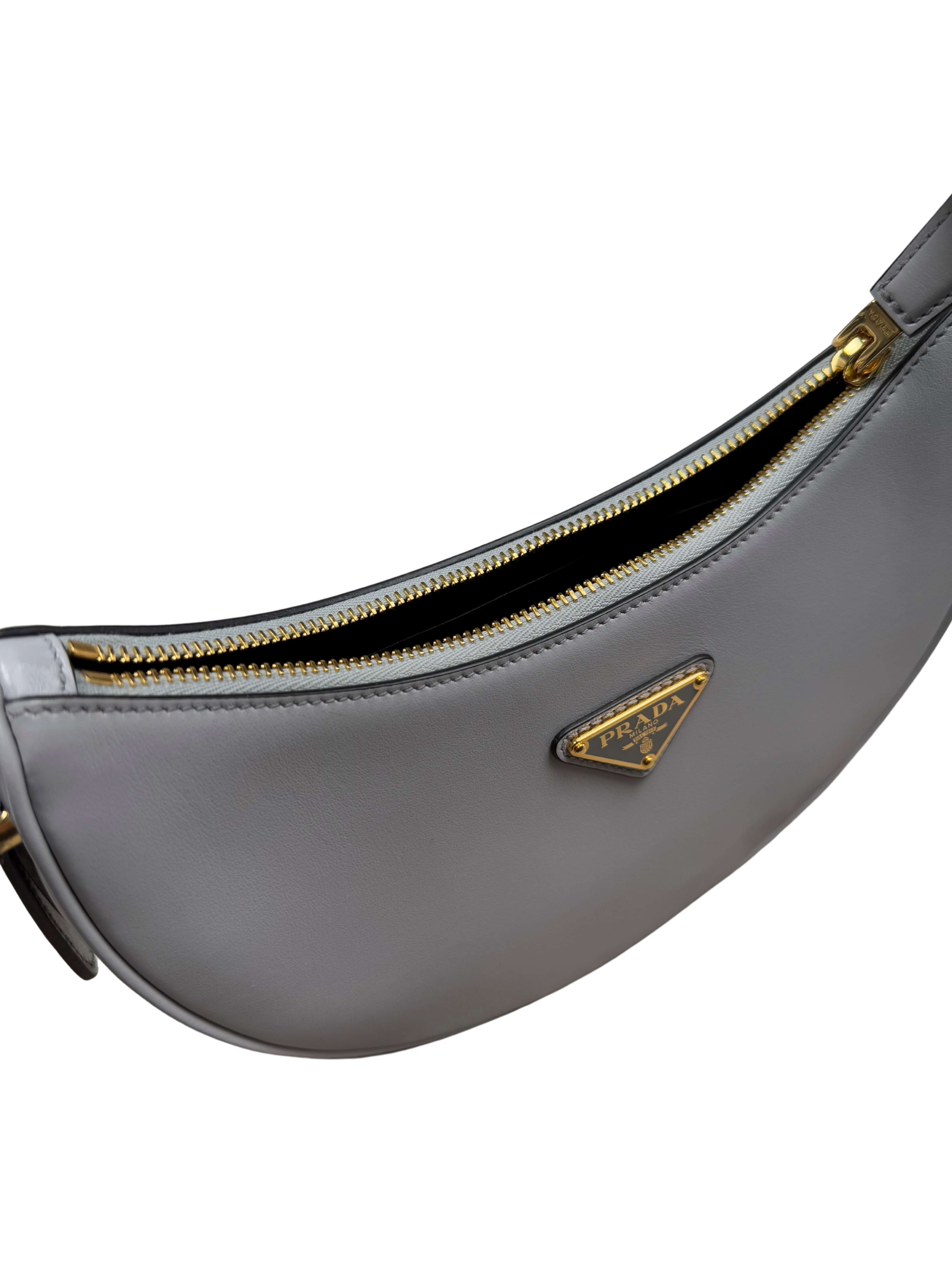 WOMEN'S - Prada Arqué Small Leather Shoulder Bag - Grey (Unused)