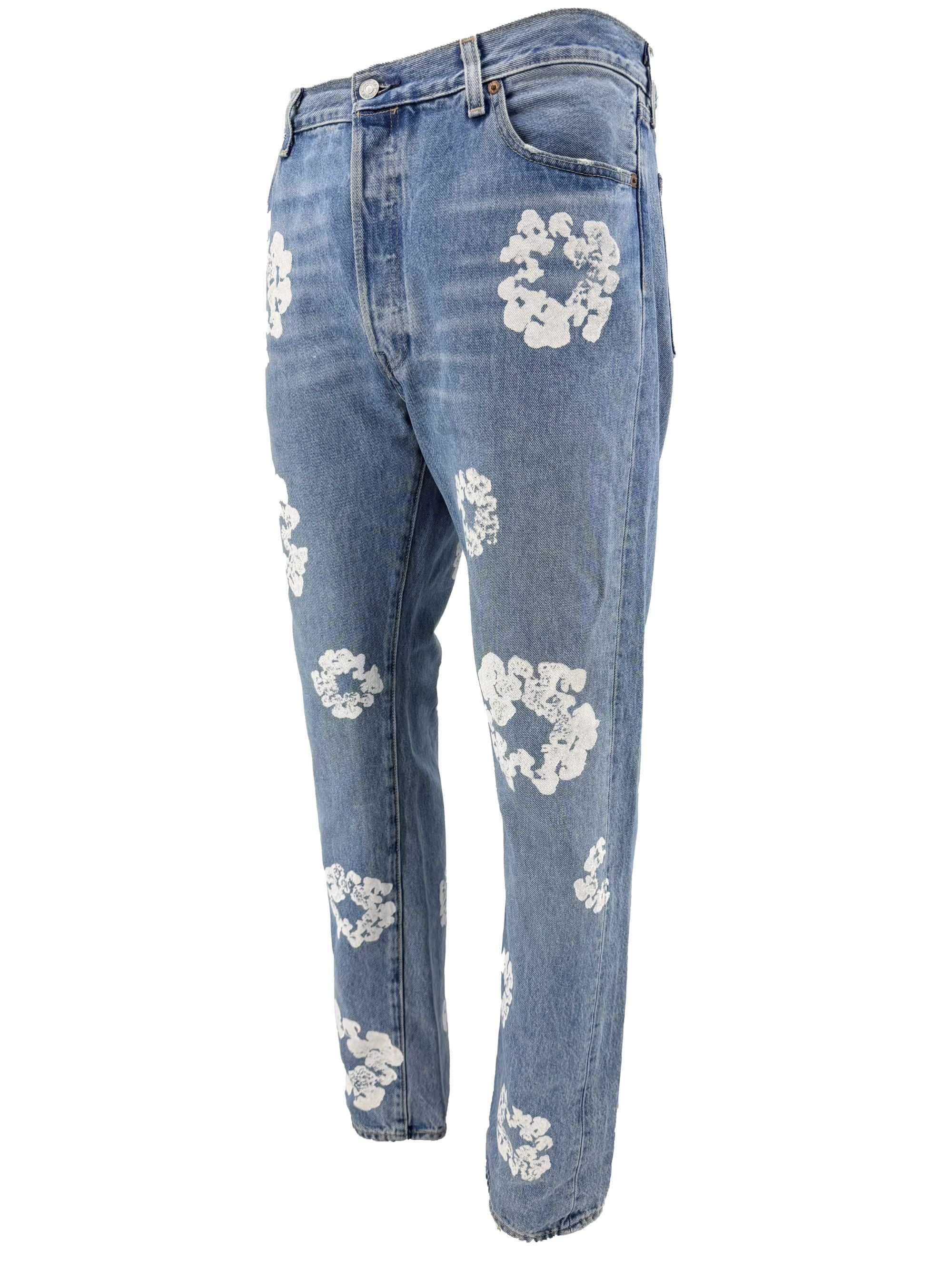 Denim Tears x Levi Wreath-Print Jeans - Blue Denim Tears