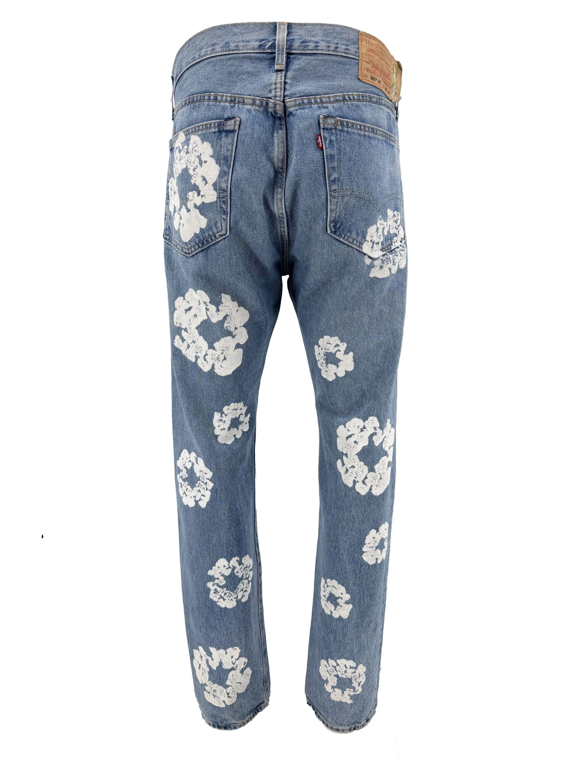 Denim Tears x Levi Wreath-Print Jeans - Blue Denim Tears