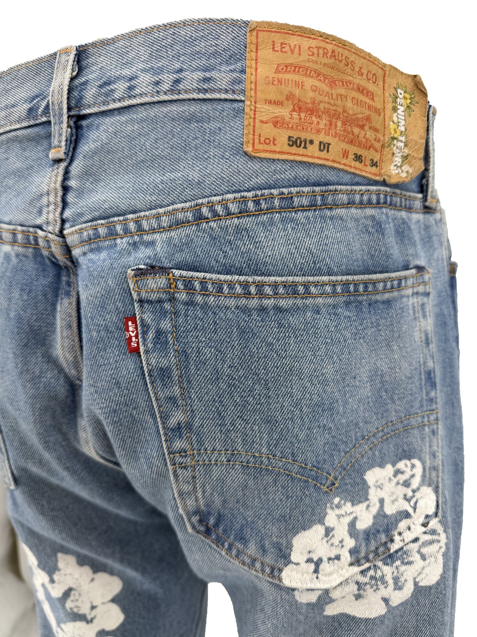 Denim Tears x Levi Wreath-Print Jeans - Blue Denim Tears