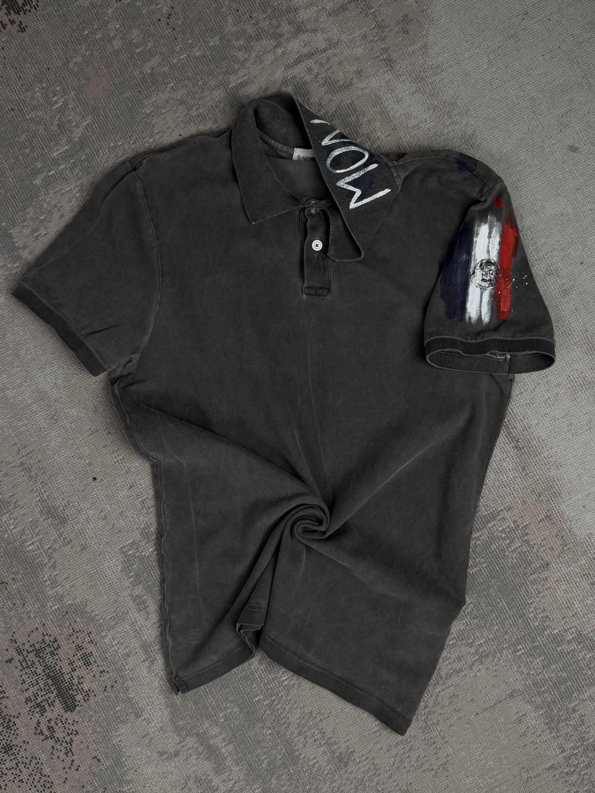 Moncler Distressed Paint Logo Polo Moncler